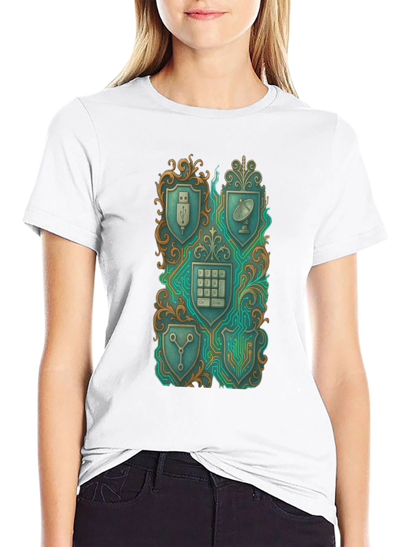 Tech Shield Tee - Gadget Crest Black T-Shirt