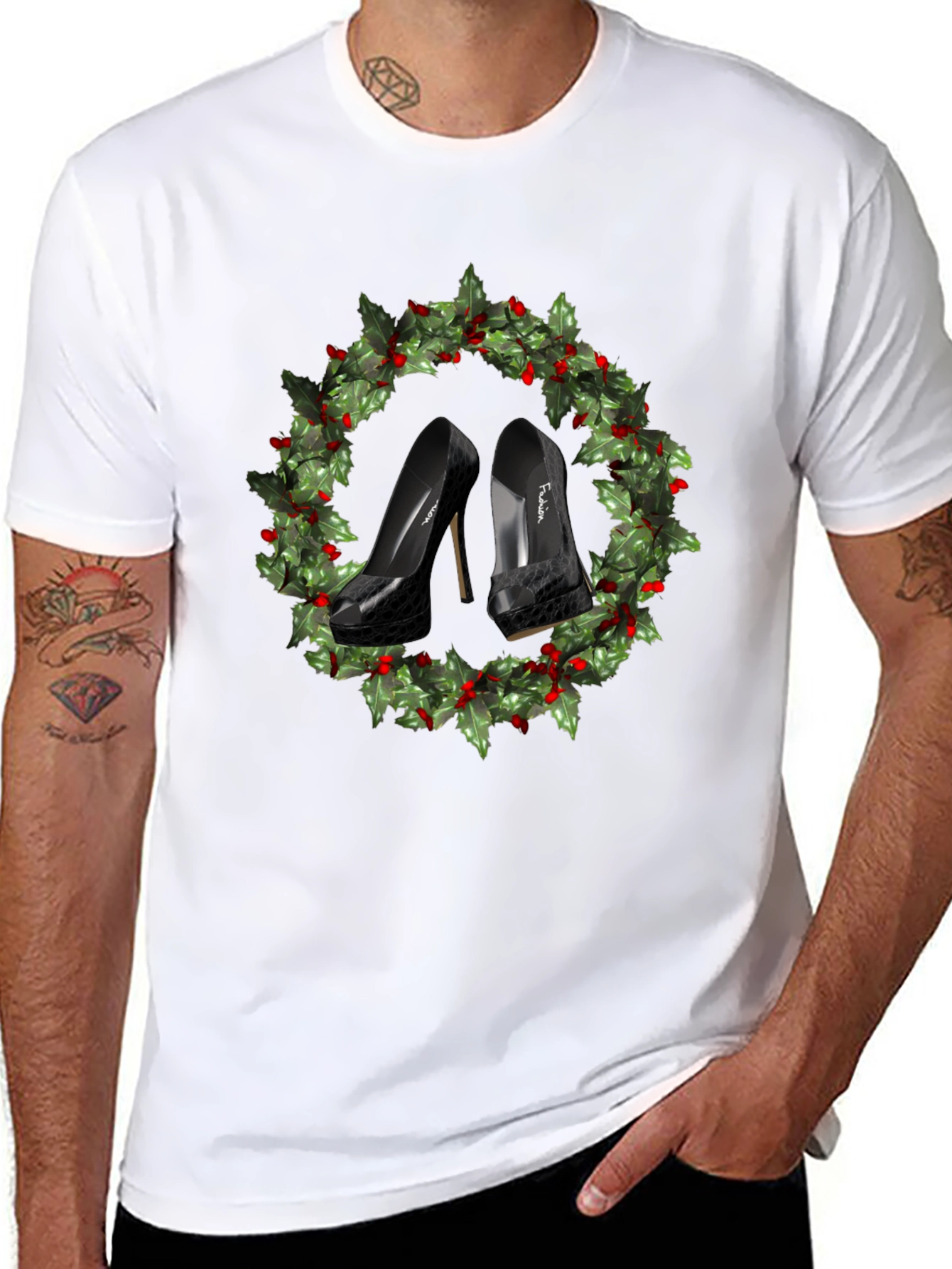 Festive High Heel Wreath T-Shirt