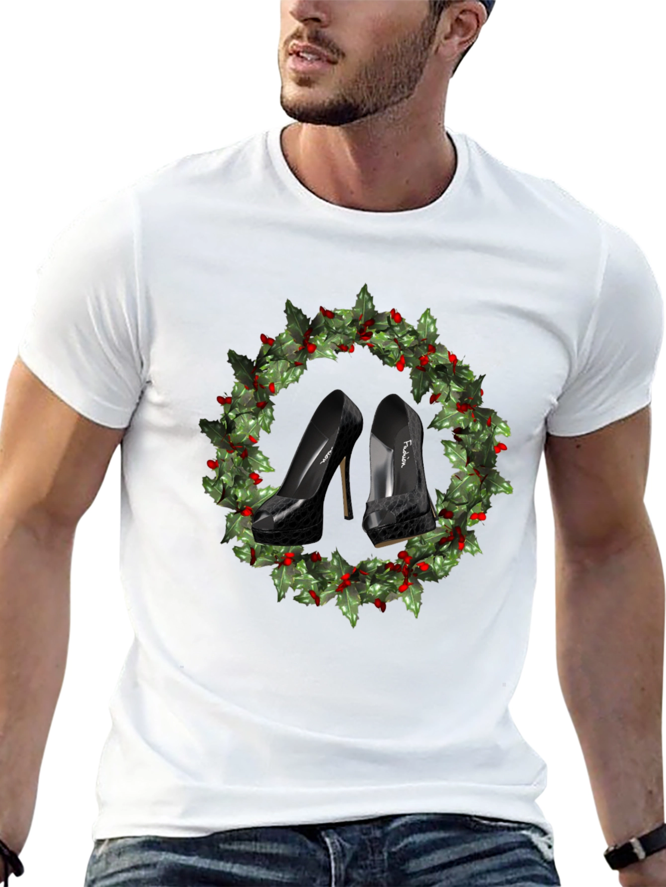 Festive High Heel Wreath T-Shirt