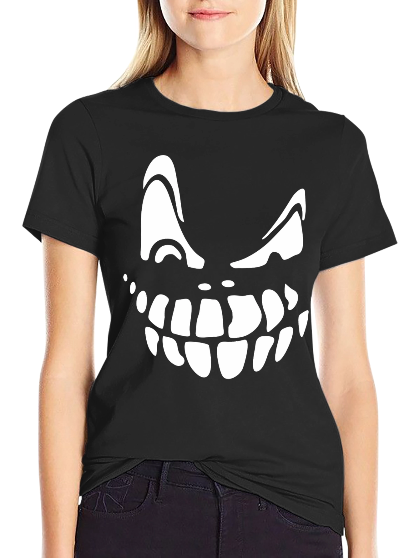 Scary Grin Graphic Tee - Halloween Spooky T-Shirt