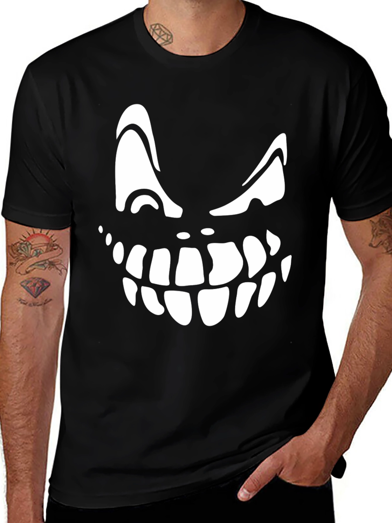 Scary Grin Graphic Tee - Halloween Spooky T-Shirt