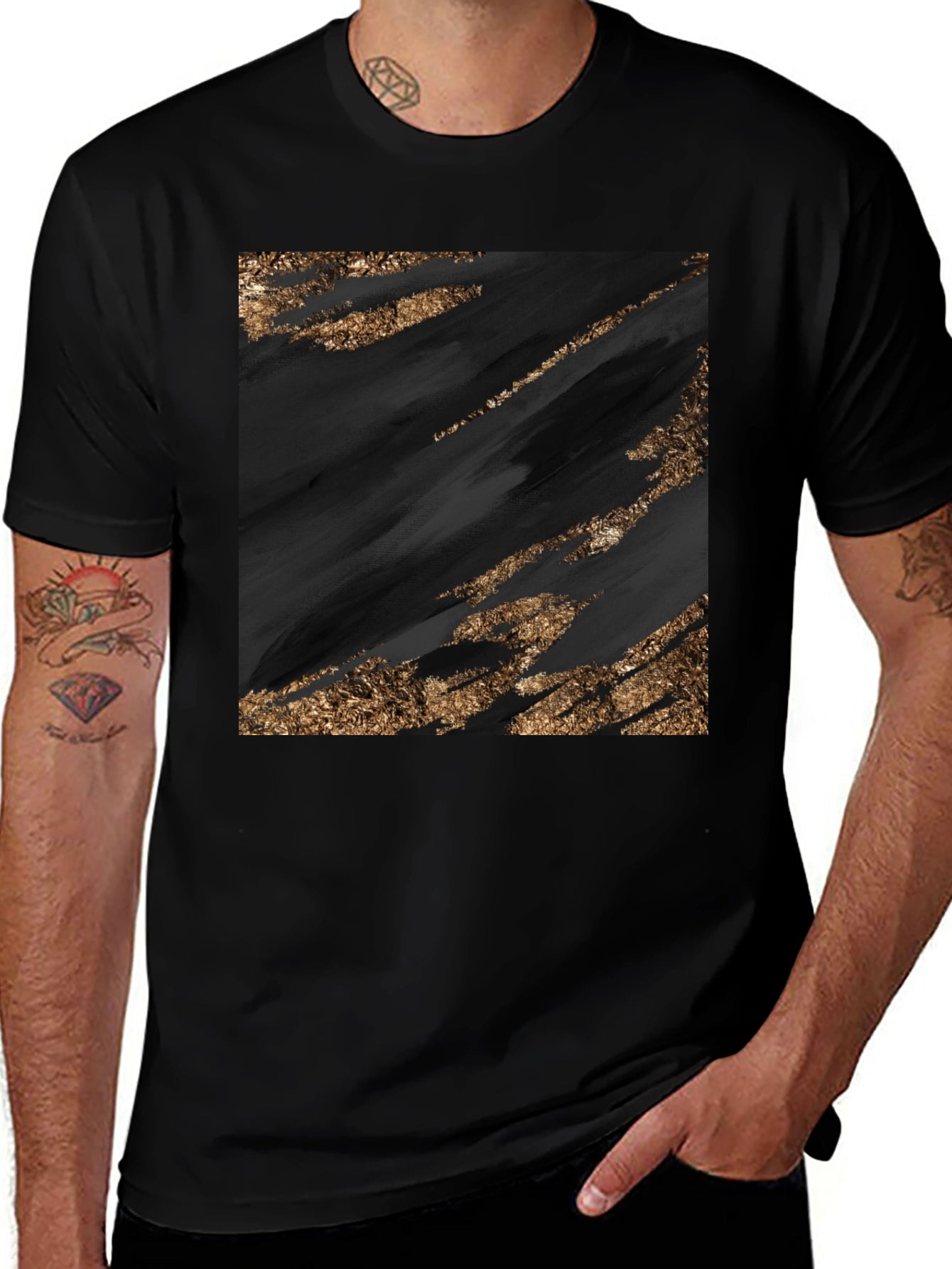 Abstract Black & Gold Graphic Tee