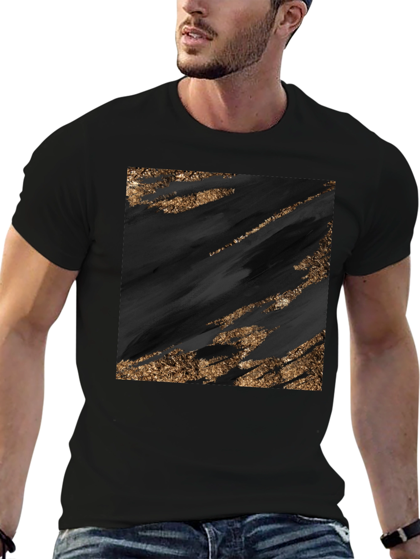 Abstract Black & Gold Graphic Tee