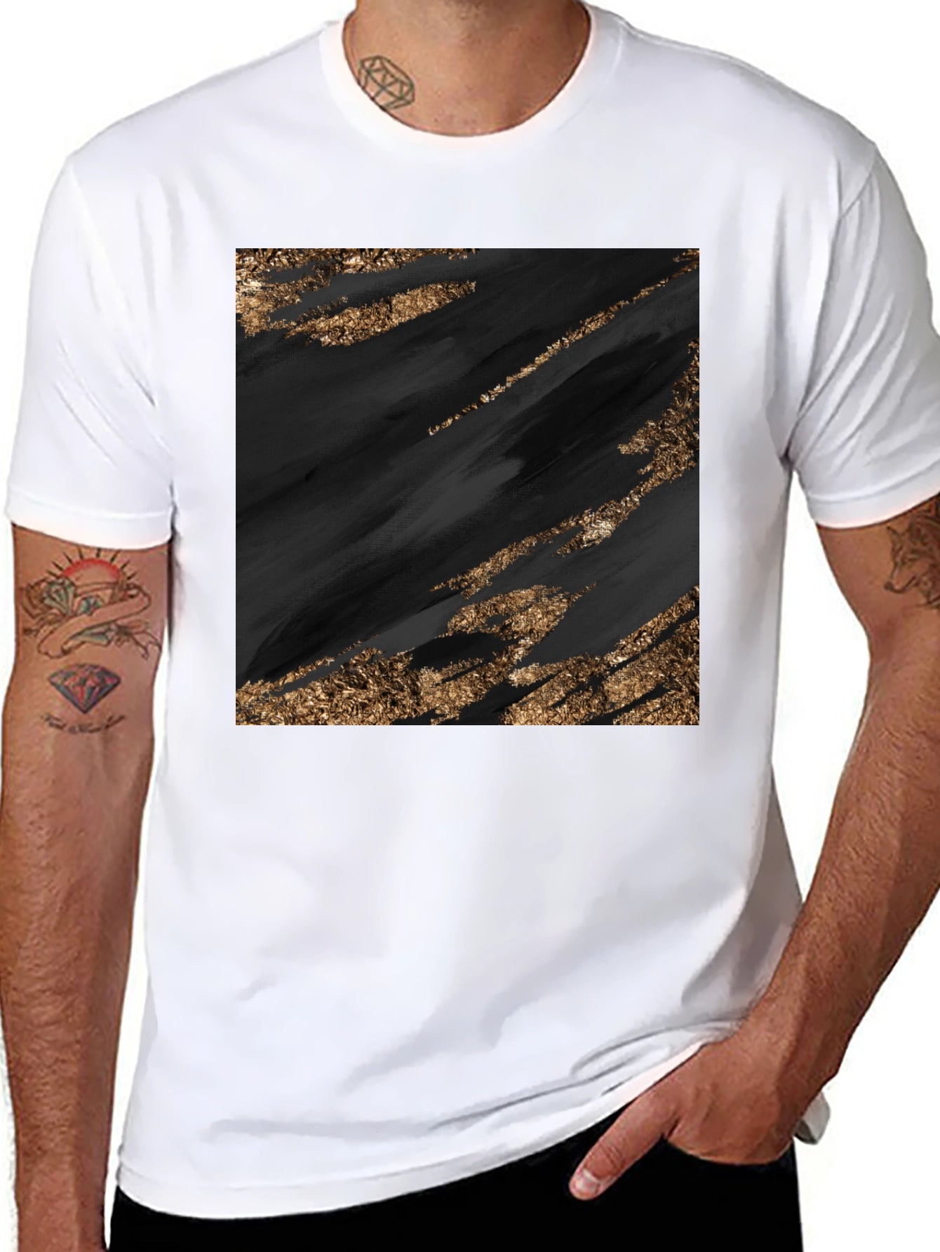 Abstract Black & Gold Graphic Tee
