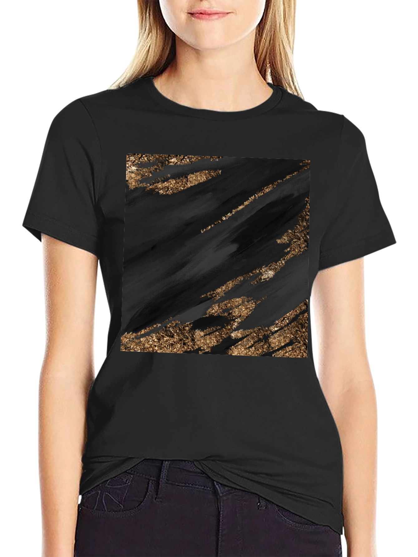 Abstract Black & Gold Graphic Tee