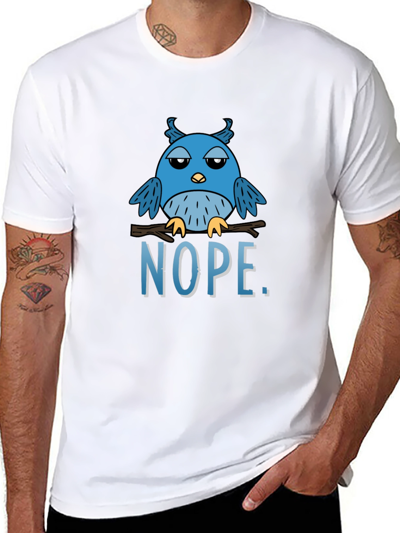 Nope Owl Graphic Tee - Funny Bird T-Shirt