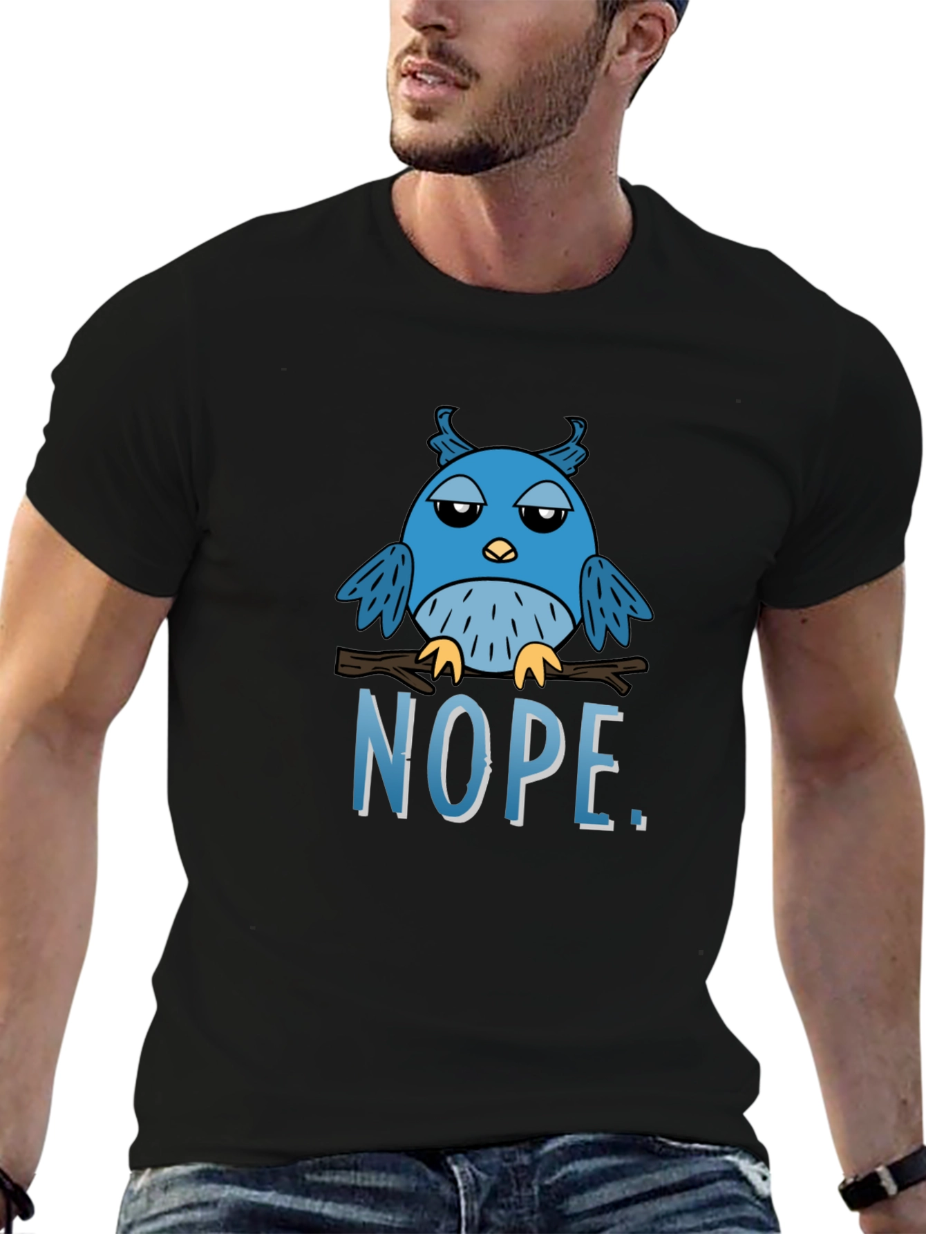 Nope Owl Graphic Tee - Funny Bird T-Shirt