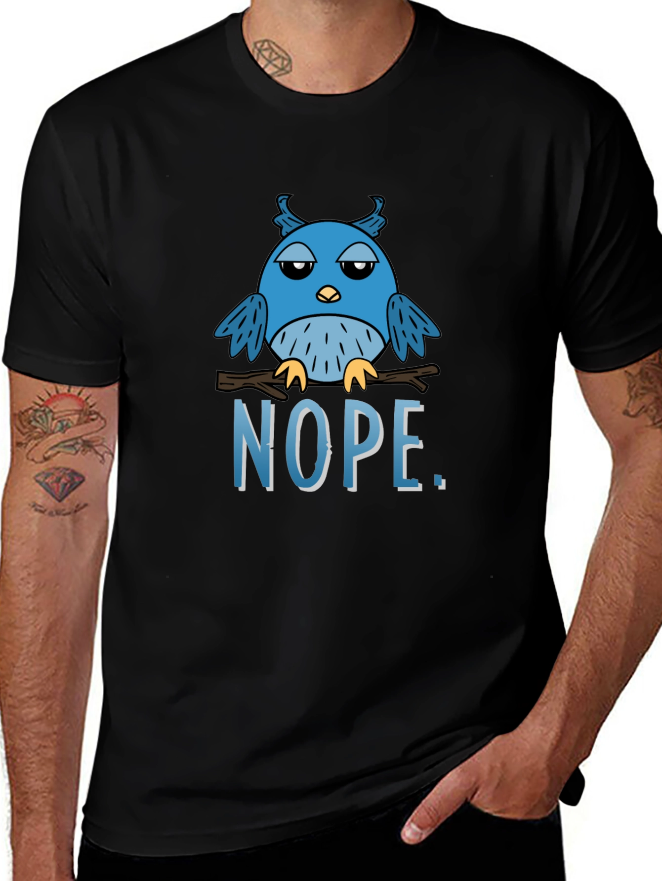 Nope Owl Graphic Tee - Funny Bird T-Shirt