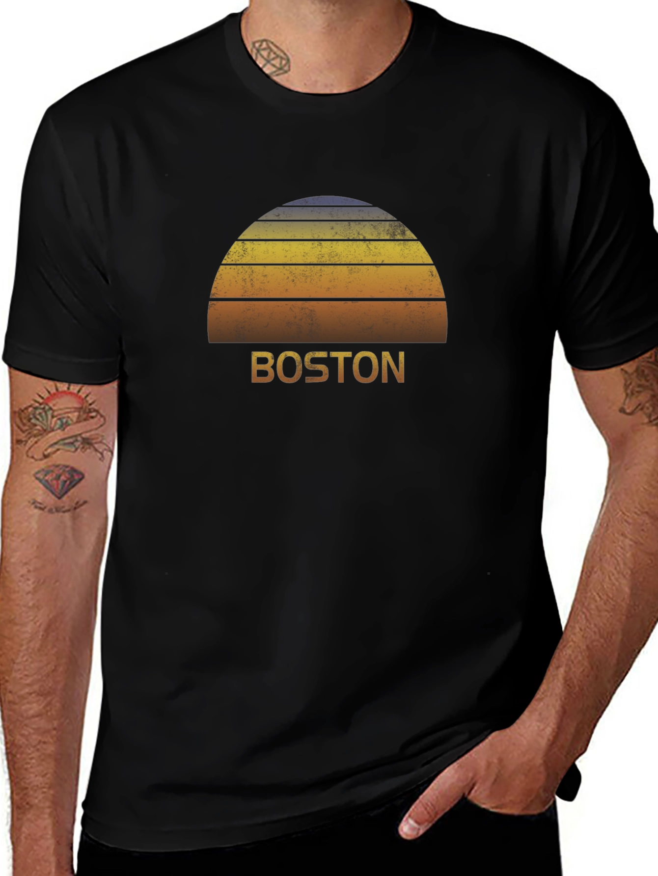 Retro Boston Sunset Graphic T-Shirt