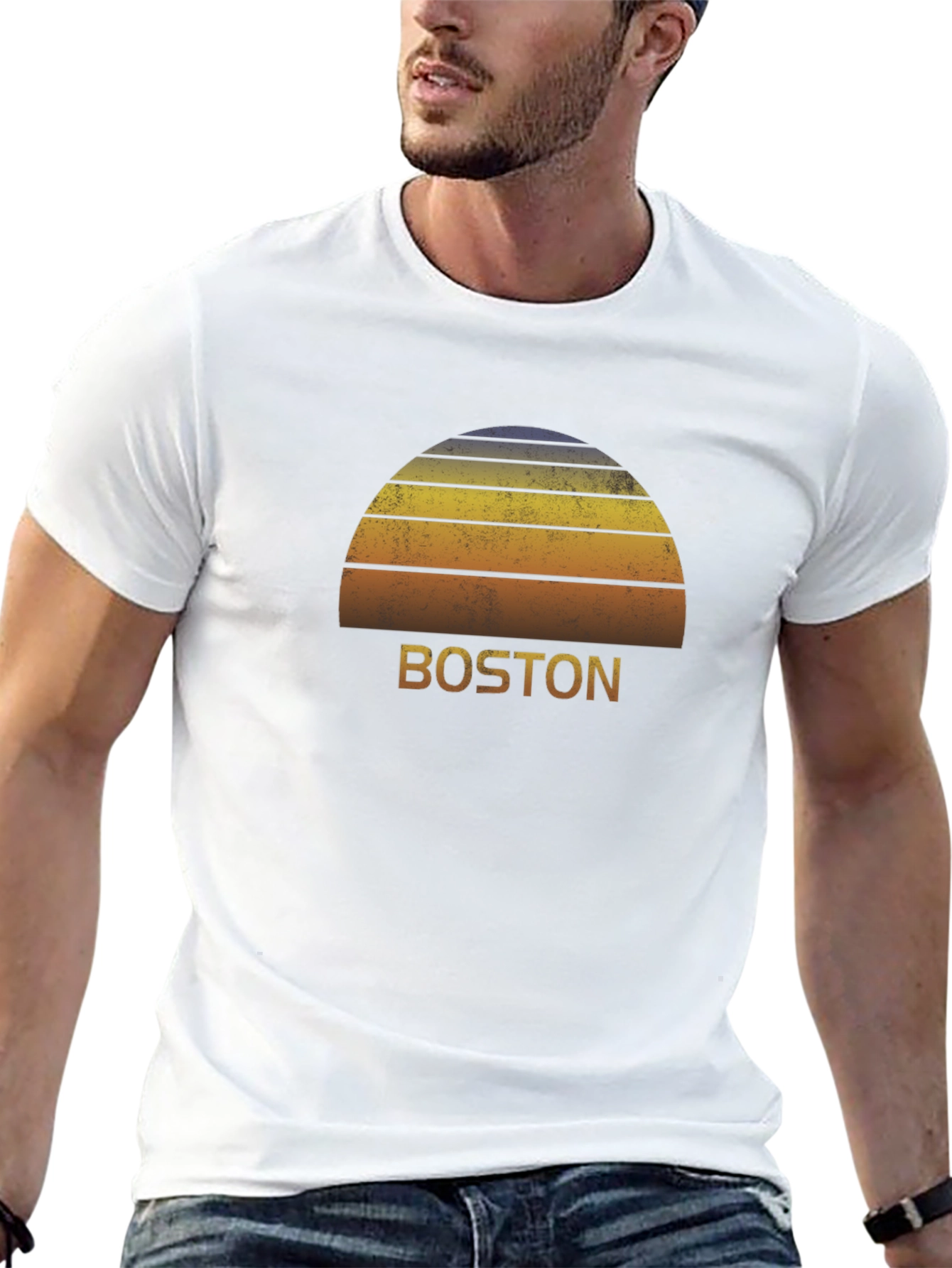 Retro Boston Sunset Graphic T-Shirt
