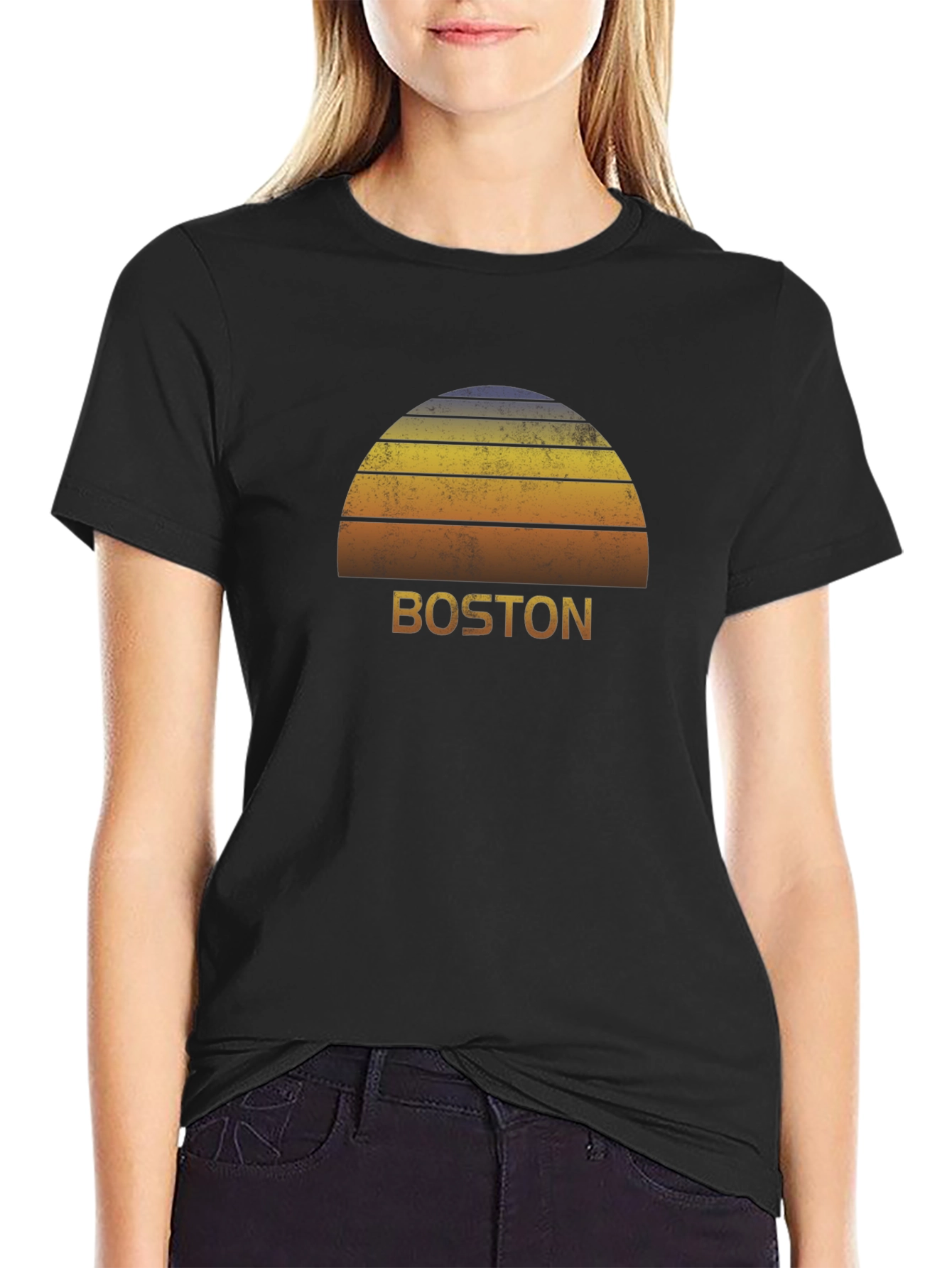 Retro Boston Sunset Graphic T-Shirt