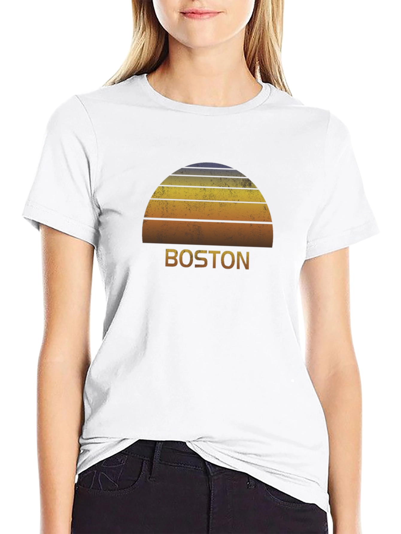 Retro Boston Sunset Graphic T-Shirt