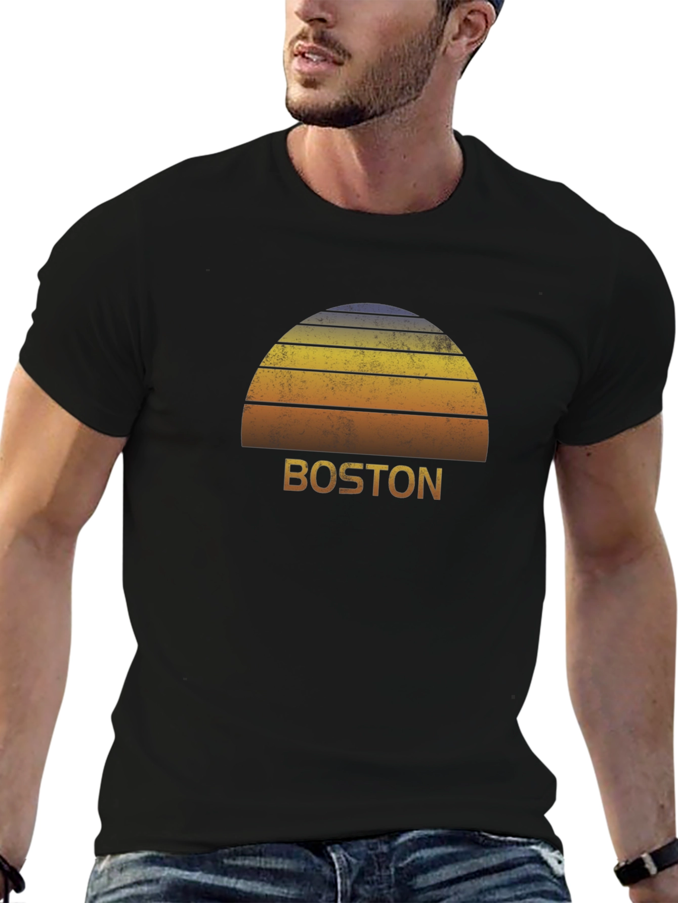 Retro Boston Sunset Graphic T-Shirt