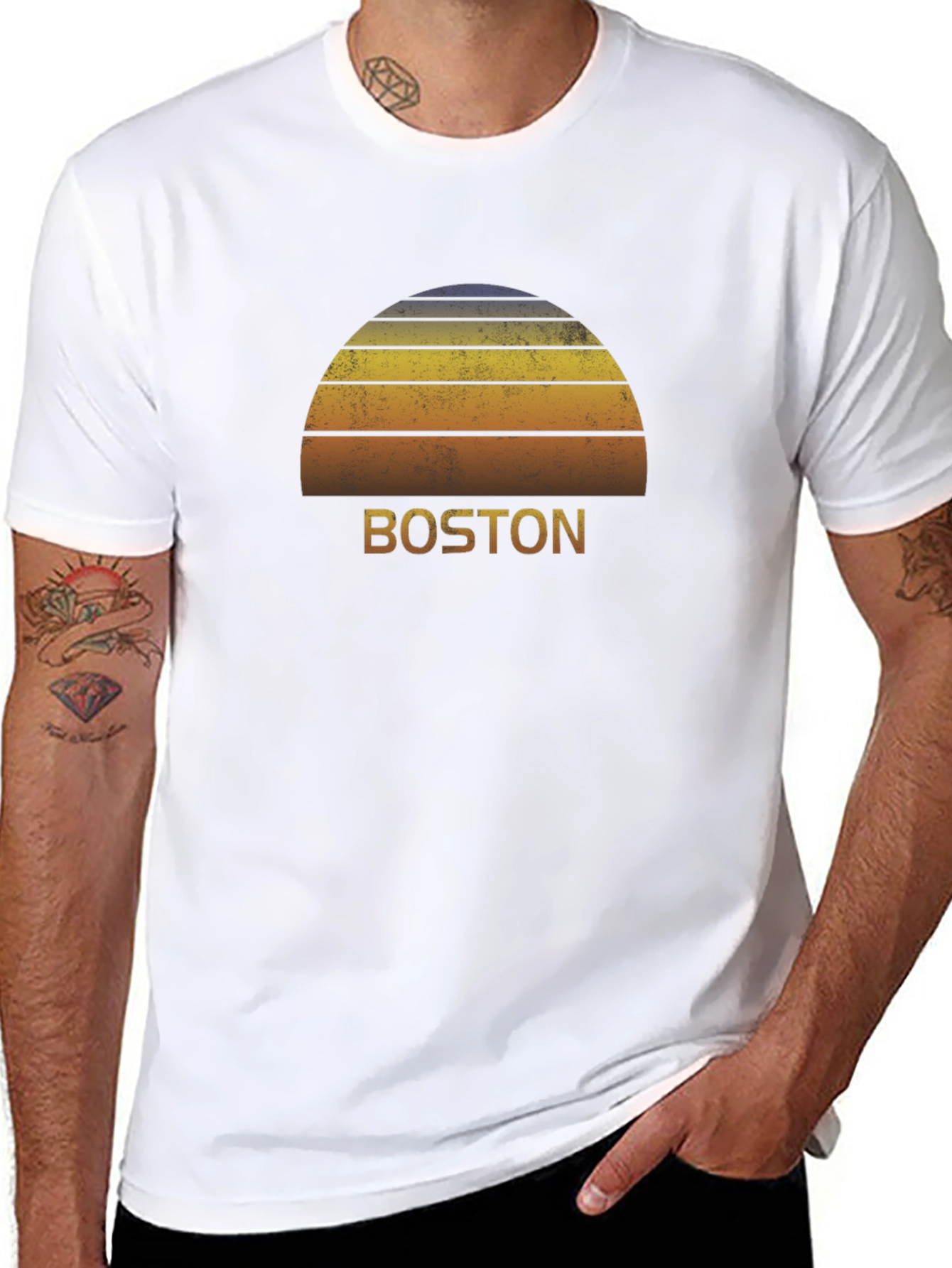 Retro Boston Sunset Graphic T-Shirt