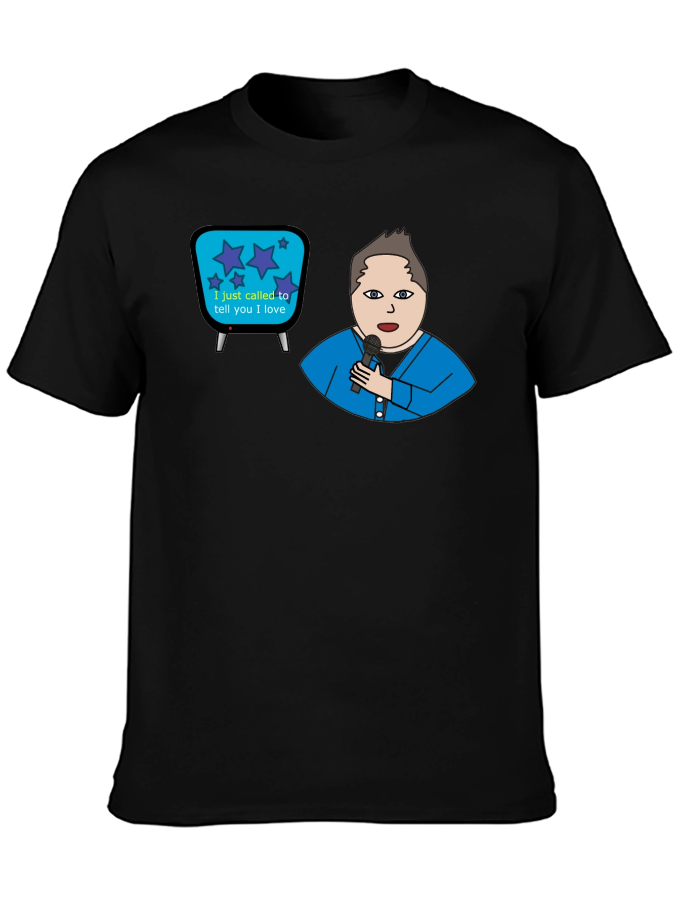 Retro TV & Crooner Graphic Tee - Black