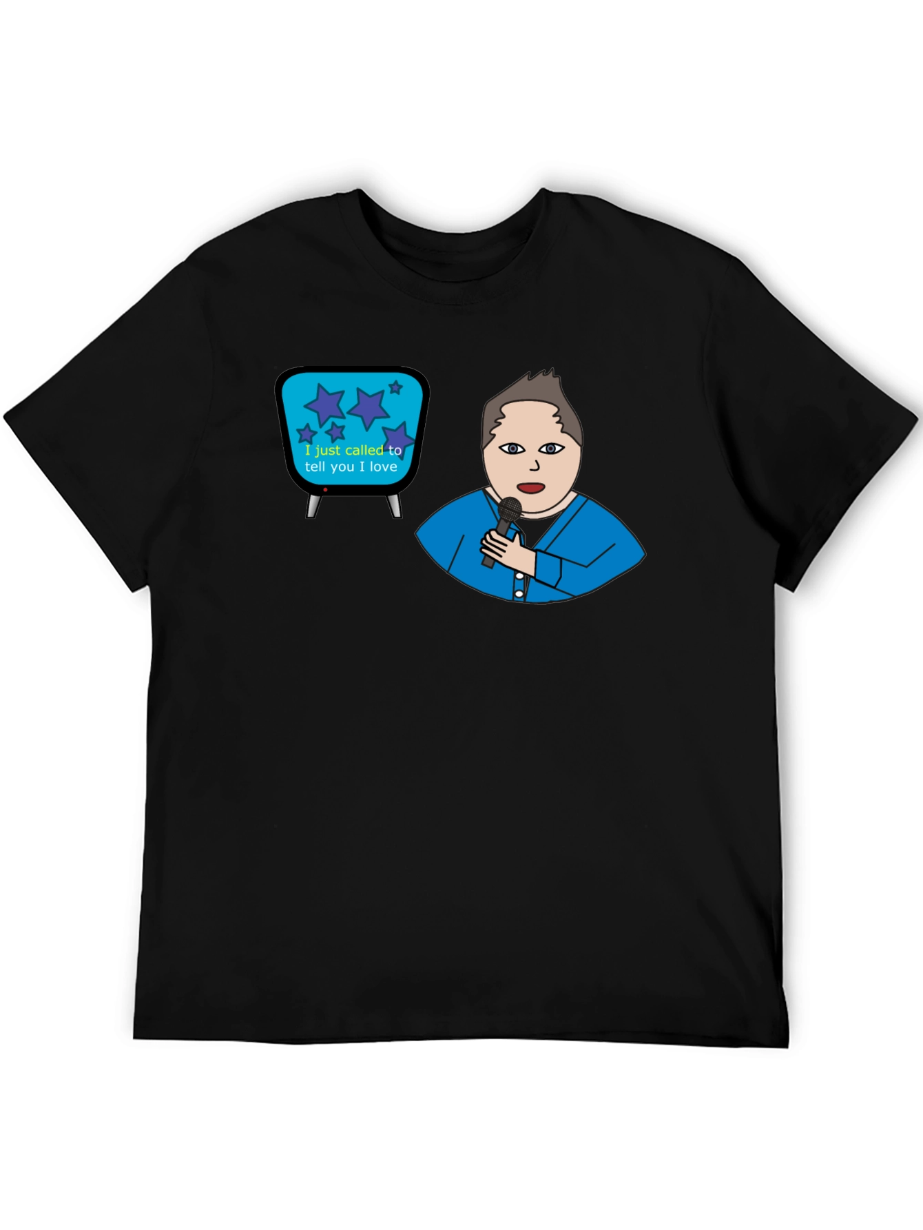 Retro TV & Crooner Graphic Tee - Black
