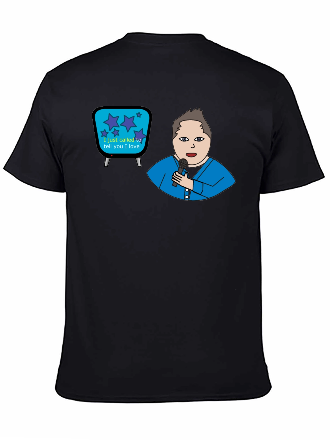 Retro TV & Crooner Graphic Tee - Black