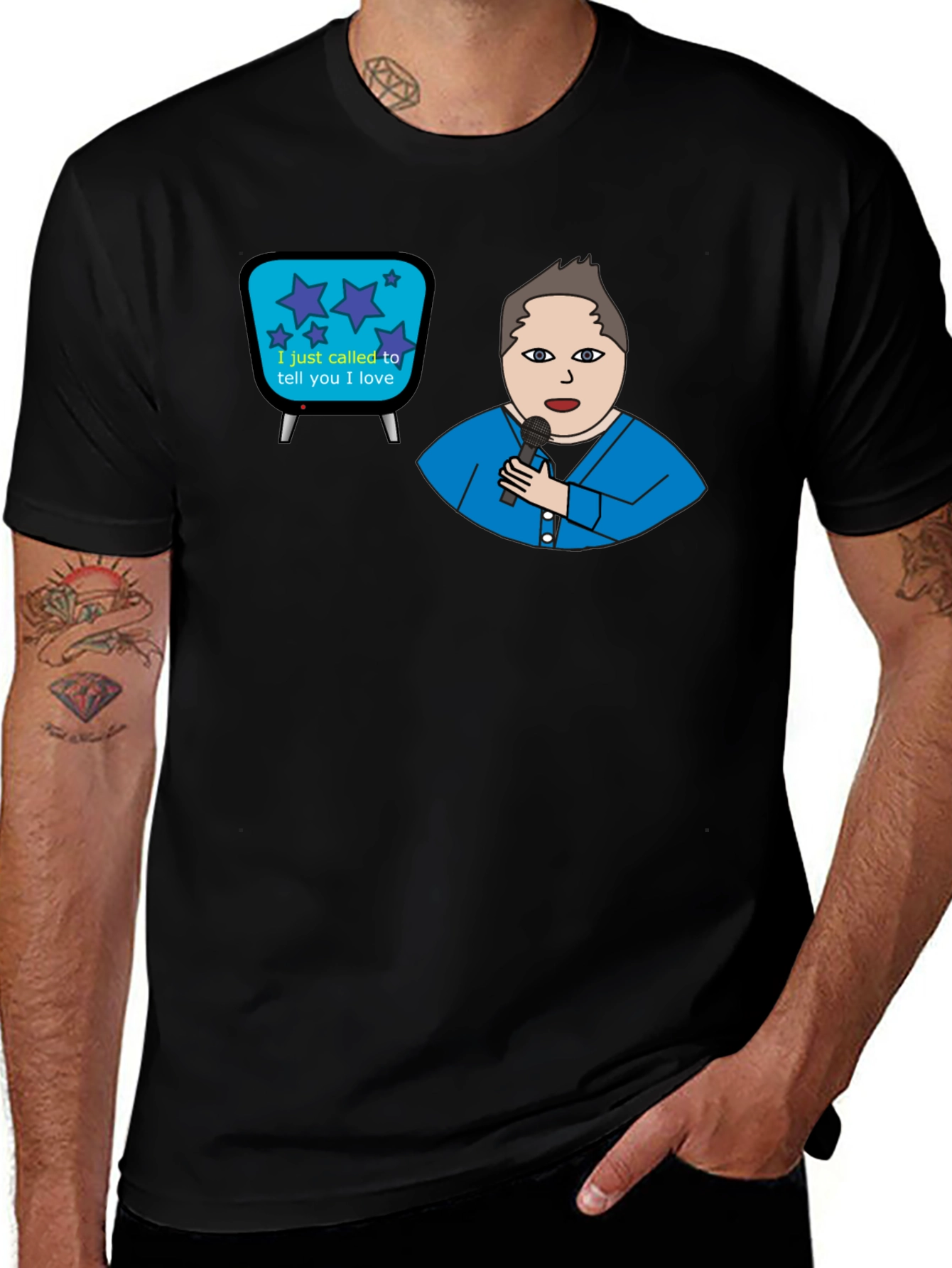 Retro TV & Crooner Graphic Tee - Black