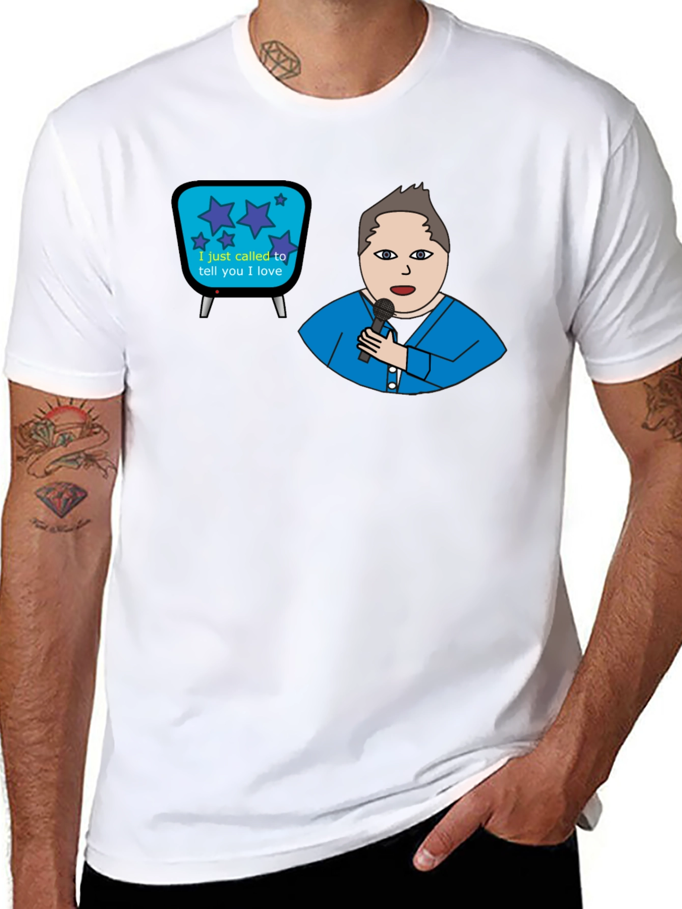 Retro TV & Crooner Graphic Tee - Black