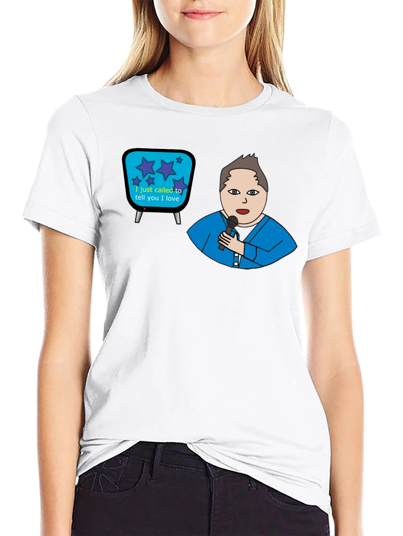 Retro TV & Crooner Graphic Tee - Black