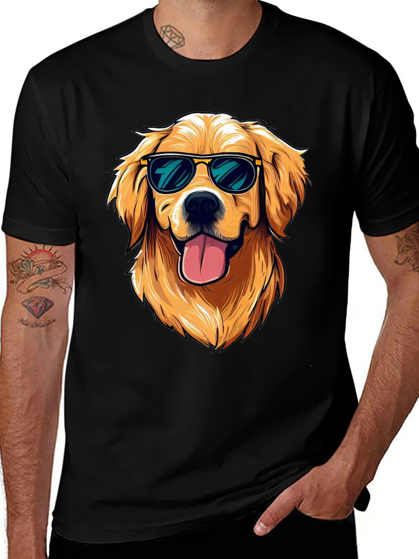 Cool Dog Graphic T-Shirt - Black