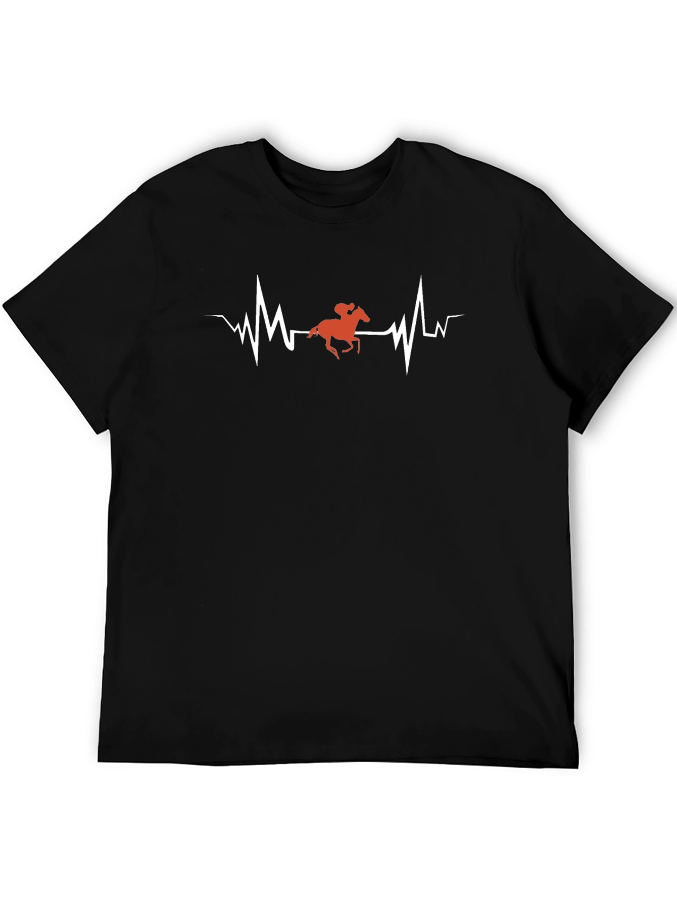 Horse Racing Heartbeat T-Shirt - Black