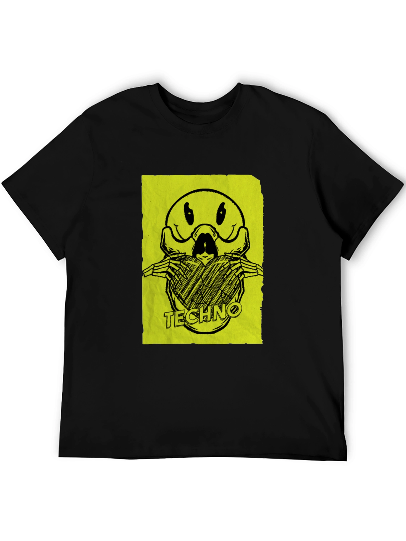 Techno Smiley Face Graphic Print T-Shirt