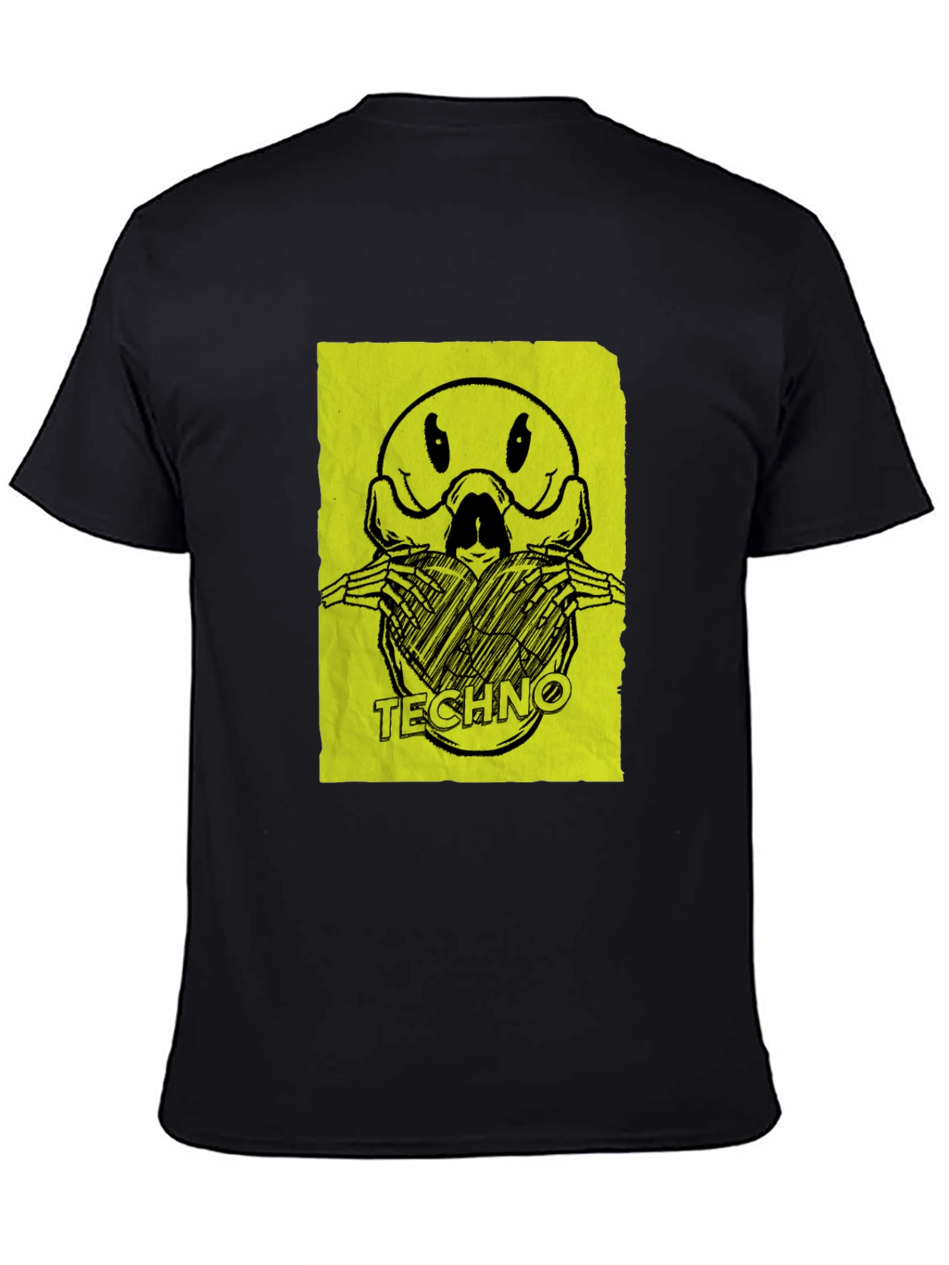 Techno Smiley Face Graphic Print T-Shirt