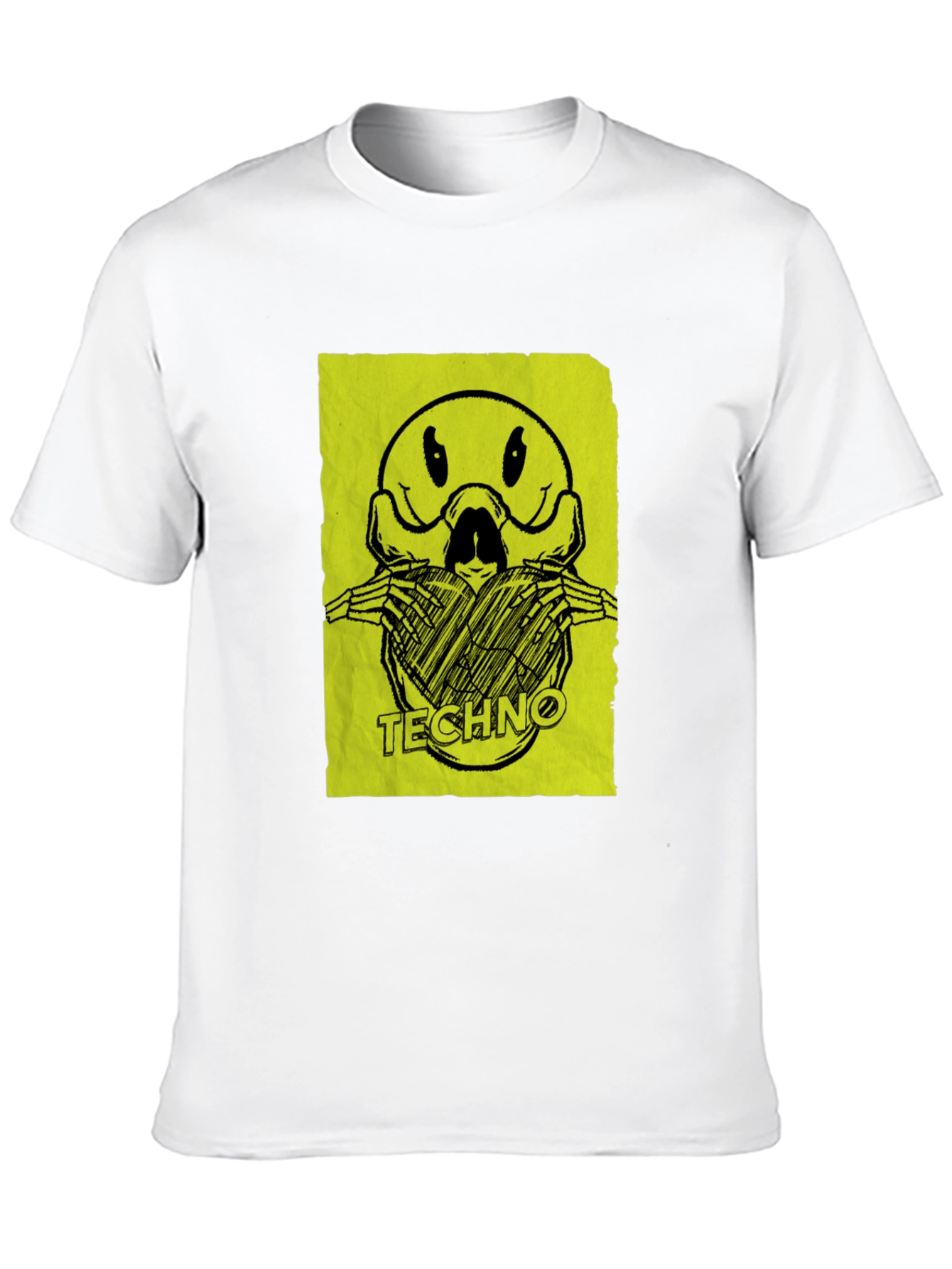Techno Smiley Face Graphic Print T-Shirt