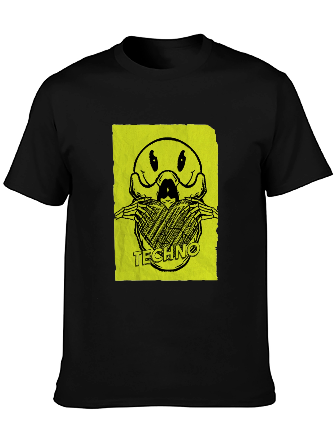 Techno Smiley Face Graphic Print T-Shirt