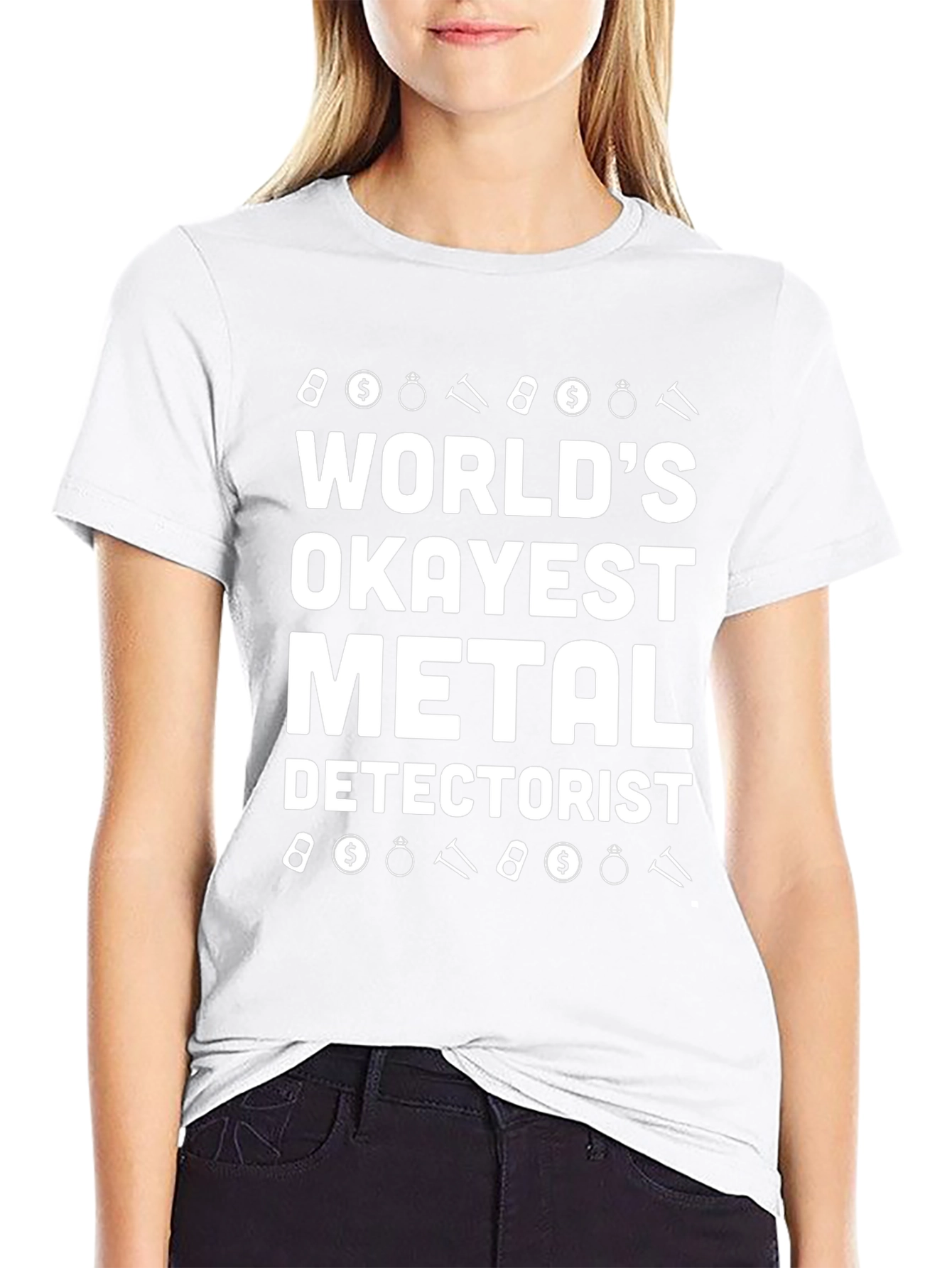 Worlds Okayest Metal Detectorist Black T-Shirt
