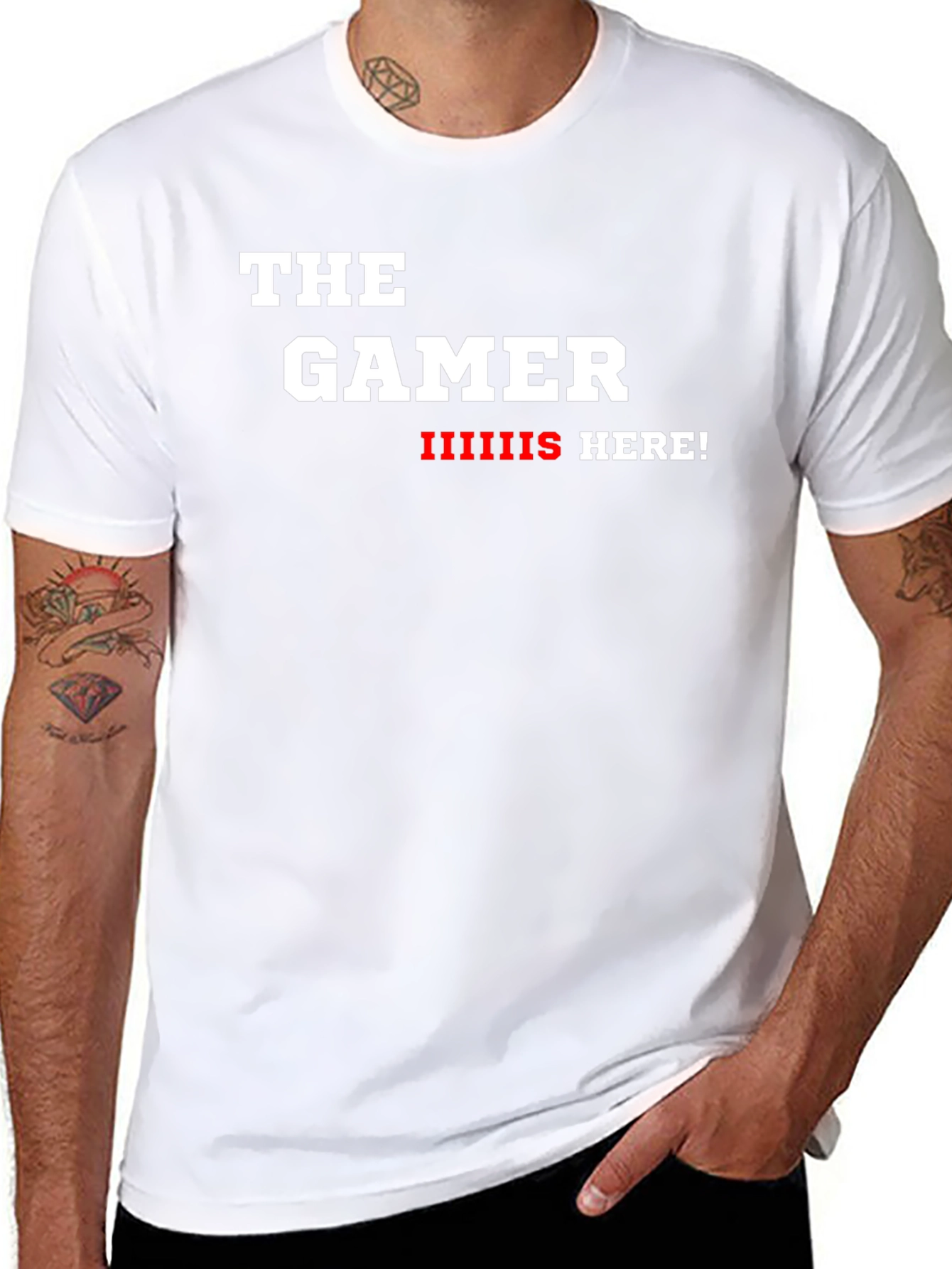 The Gamer is Here! Black Graphic Tee