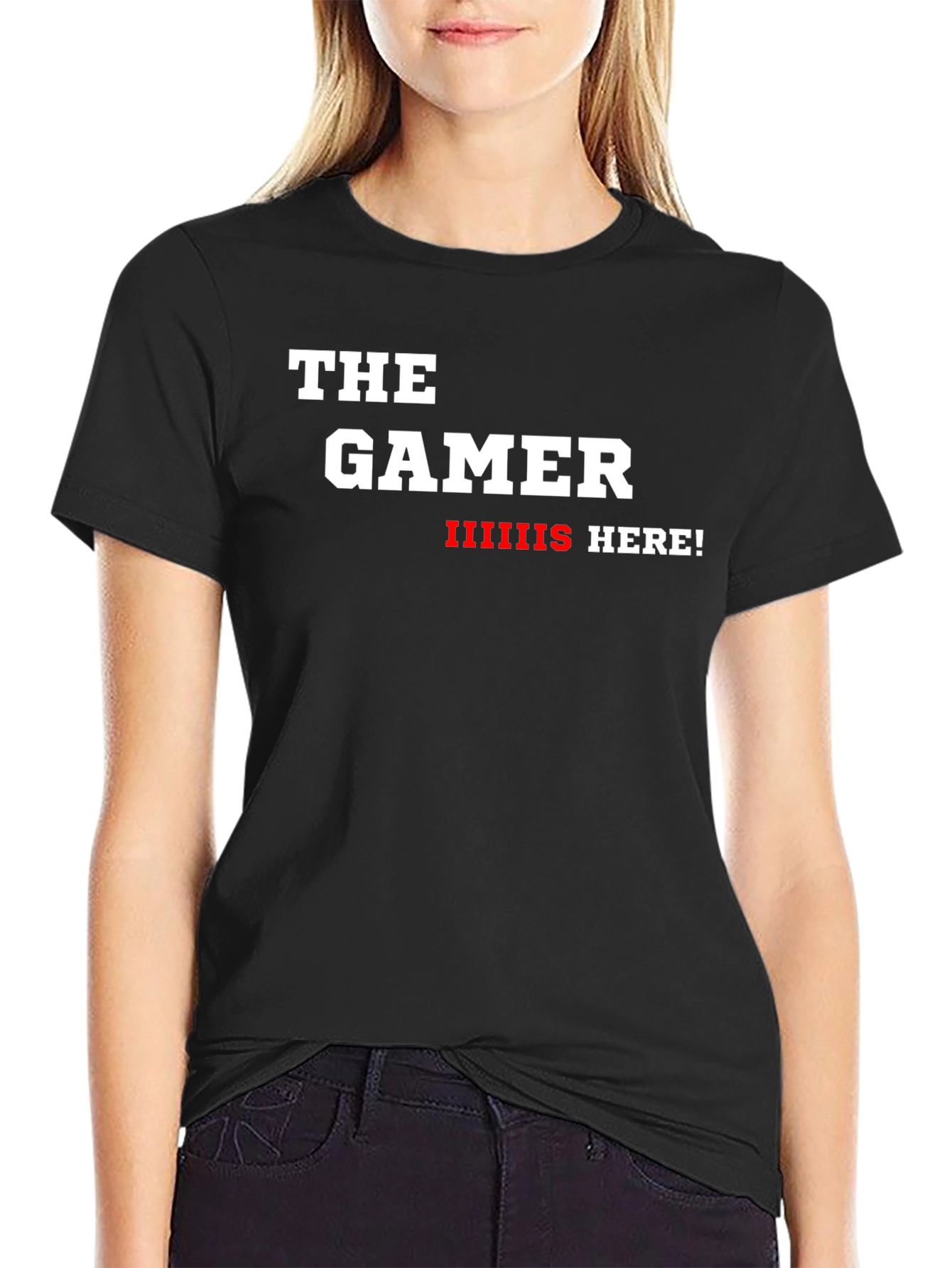 The Gamer is Here! Black Graphic Tee