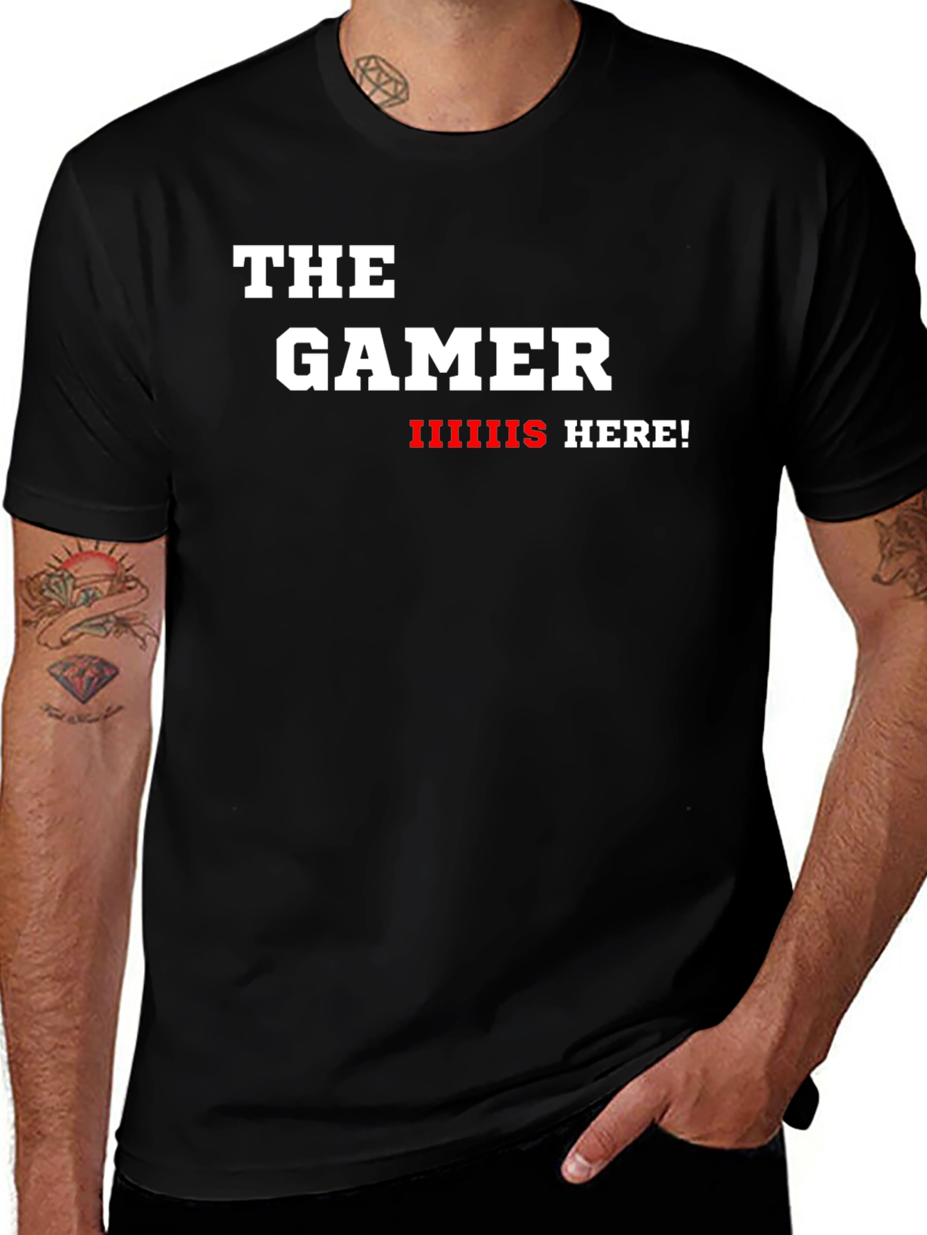 The Gamer is Here! Black Graphic Tee