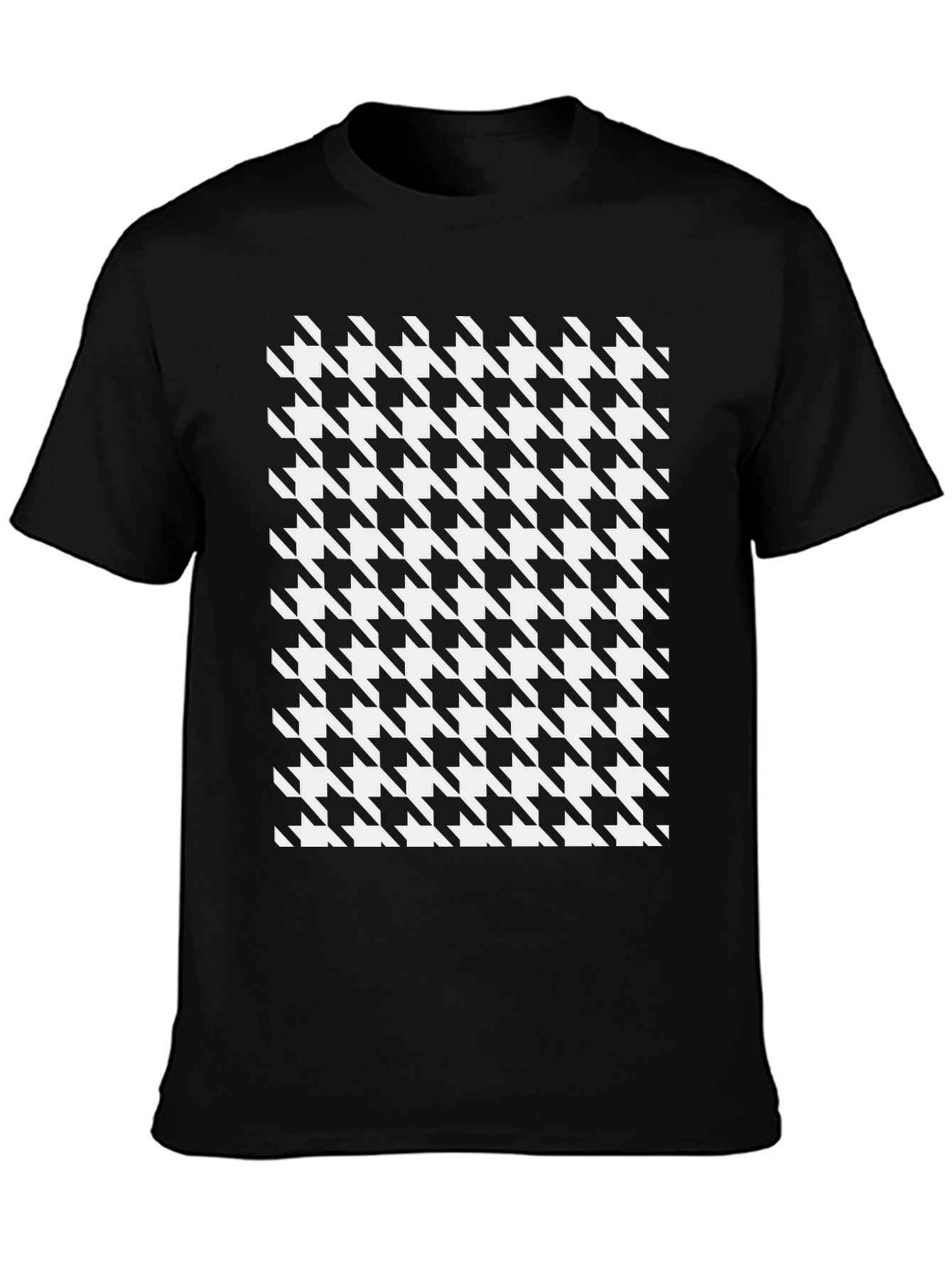 Houndstooth Patterned Black T-Shirt