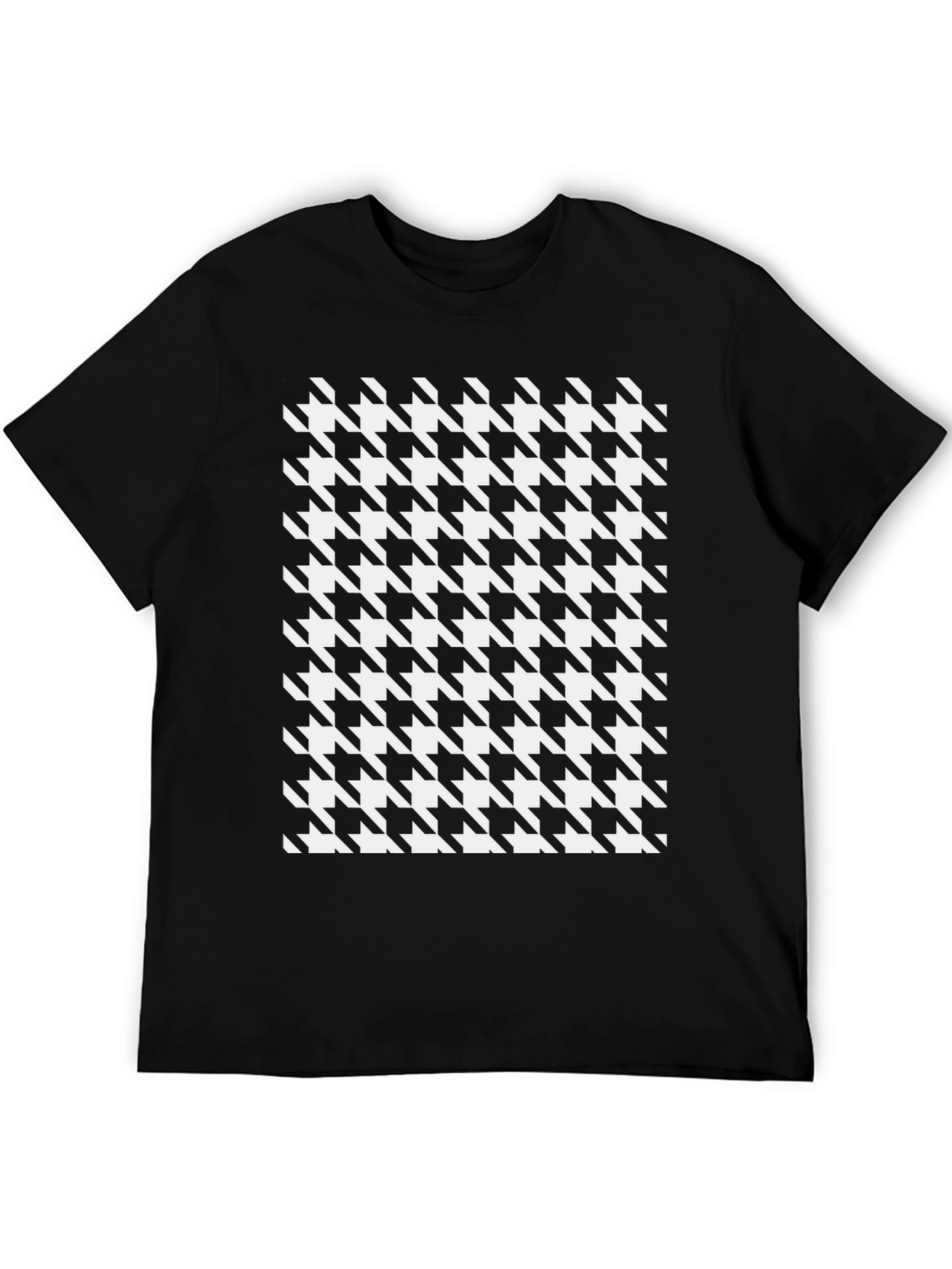 Houndstooth Patterned Black T-Shirt
