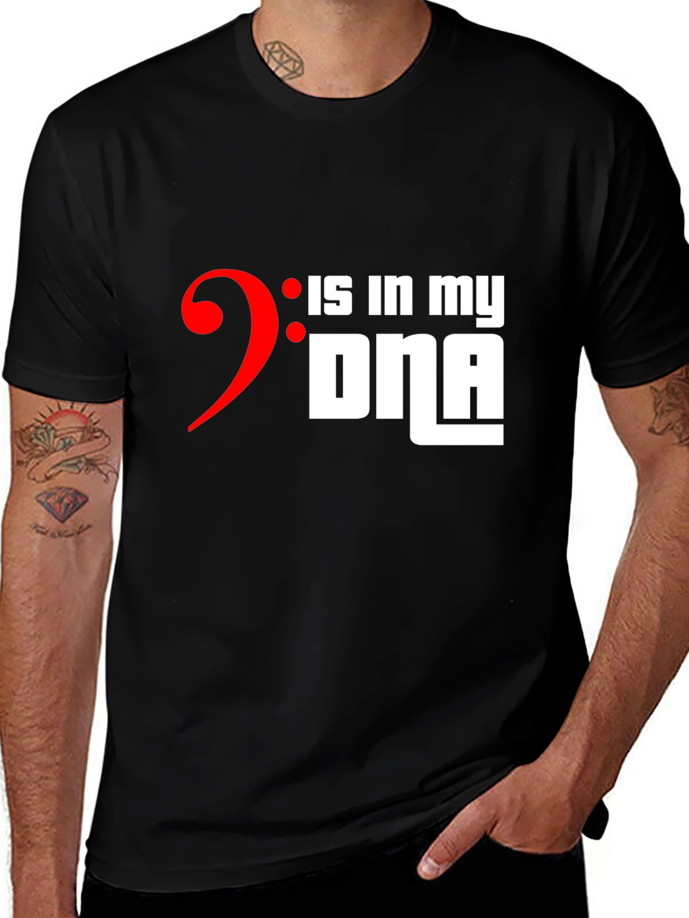 Music Bass Clef DNA T-Shirt - Musician Gift