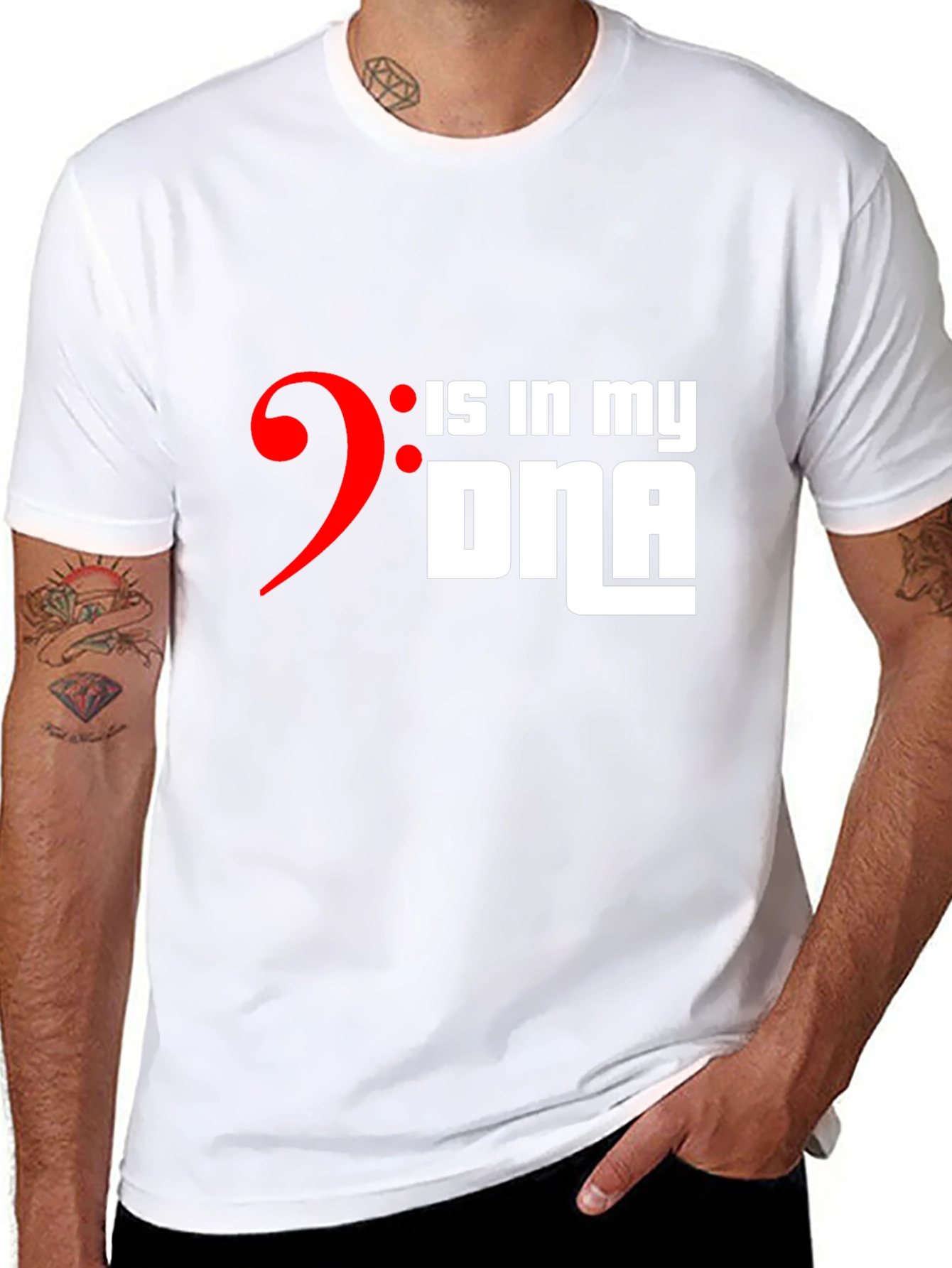 Music Bass Clef DNA T-Shirt - Musician Gift