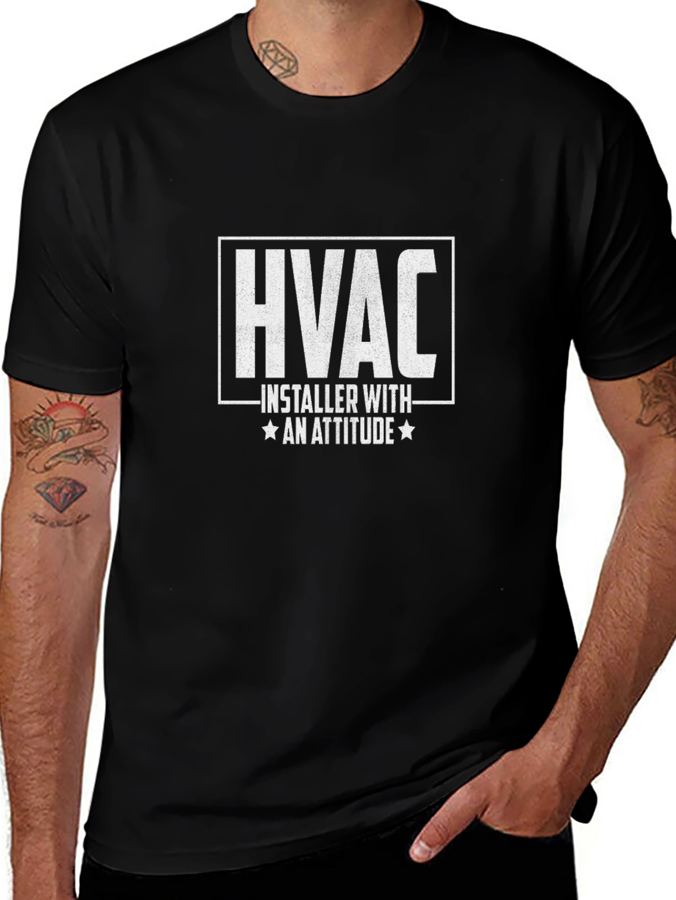 HVAC Installer With Attitude T-Shirt - Black