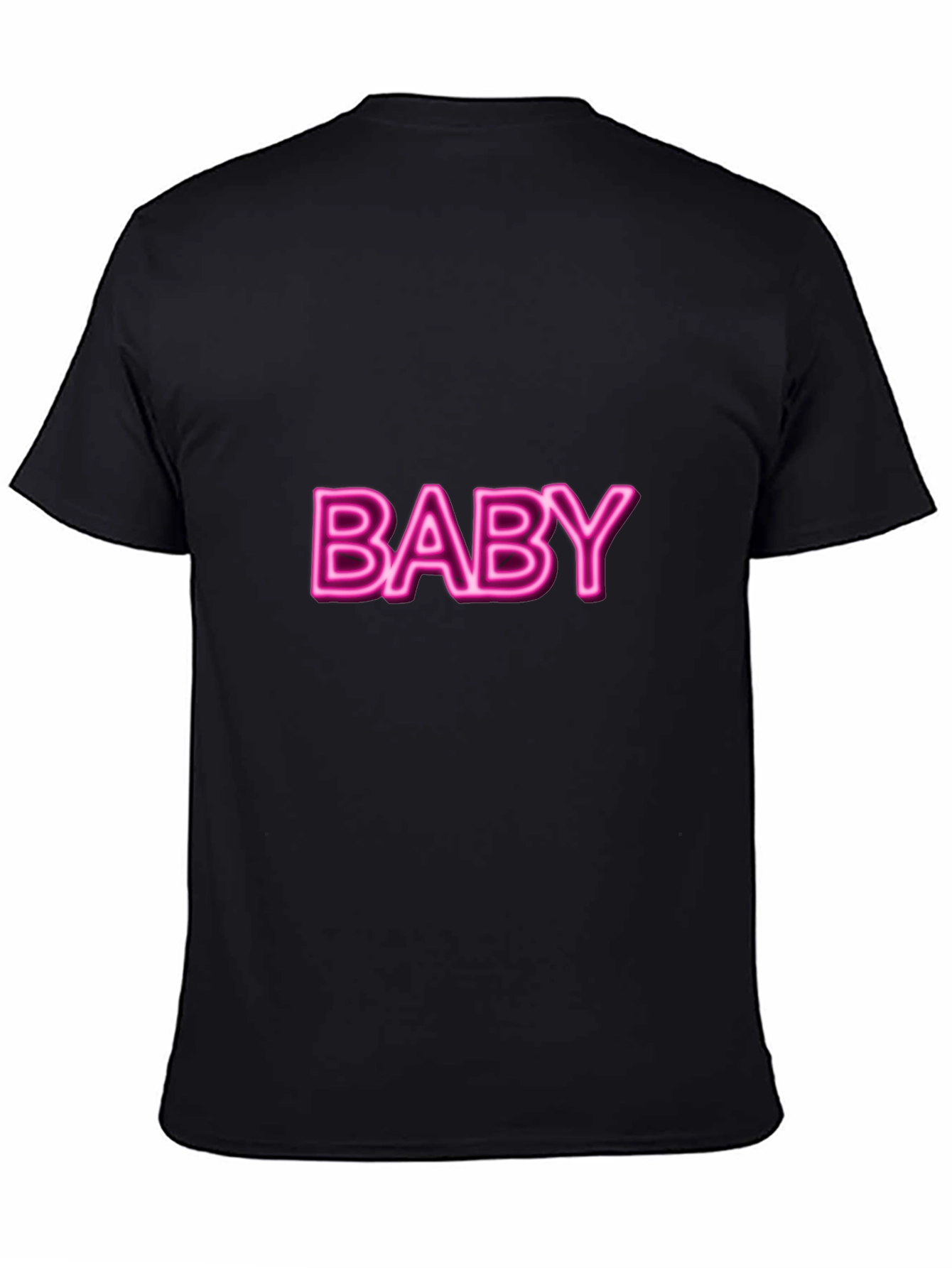Neon Pink Baby Graphic Black T-Shirt