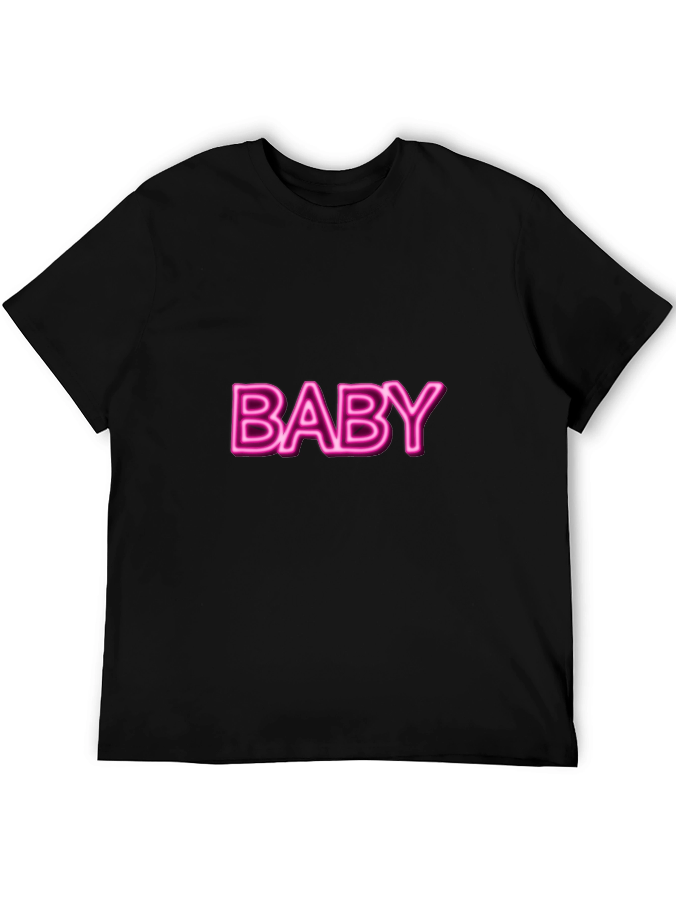 Neon Pink Baby Graphic Black T-Shirt