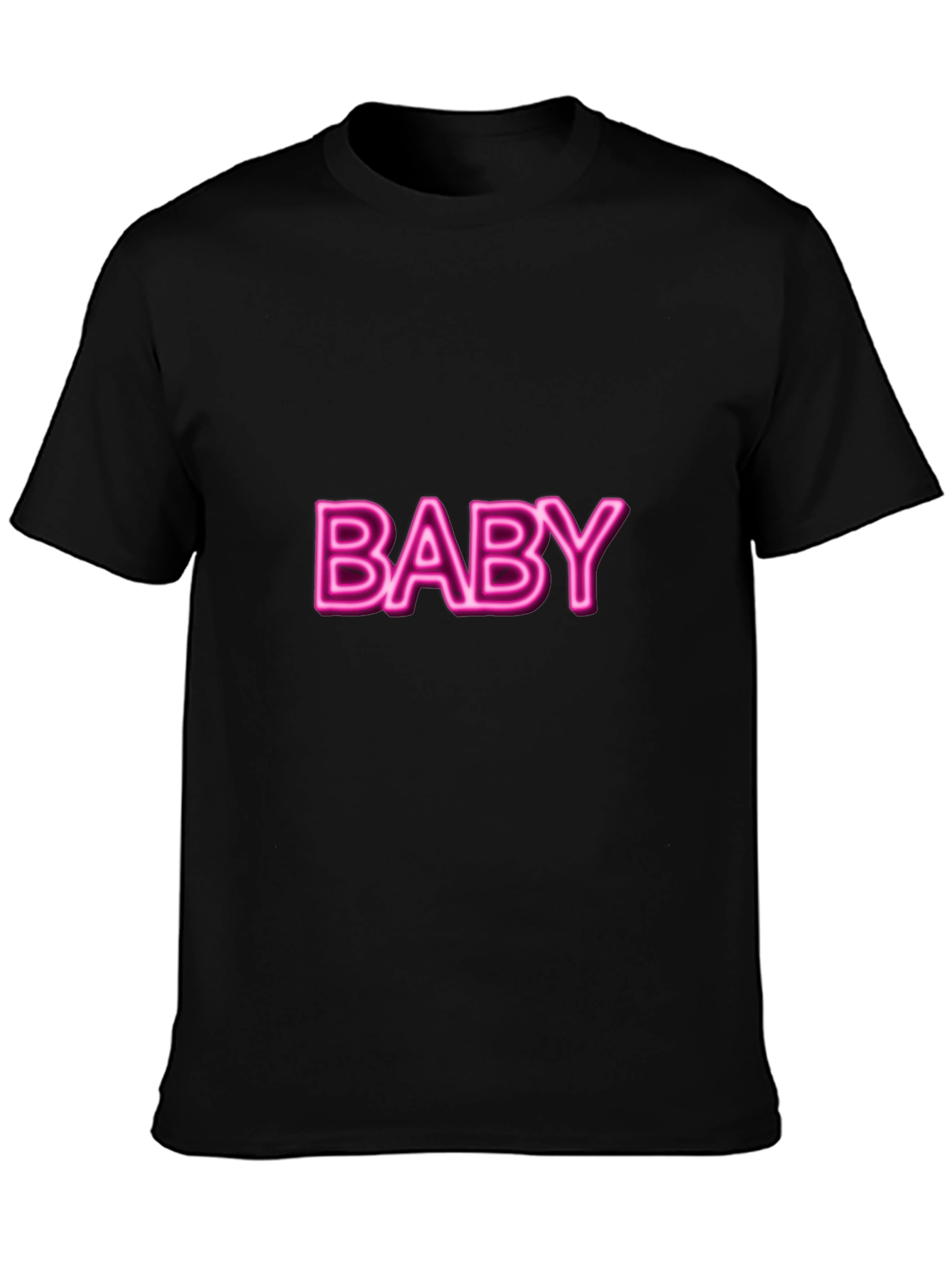 Neon Pink Baby Graphic Black T-Shirt