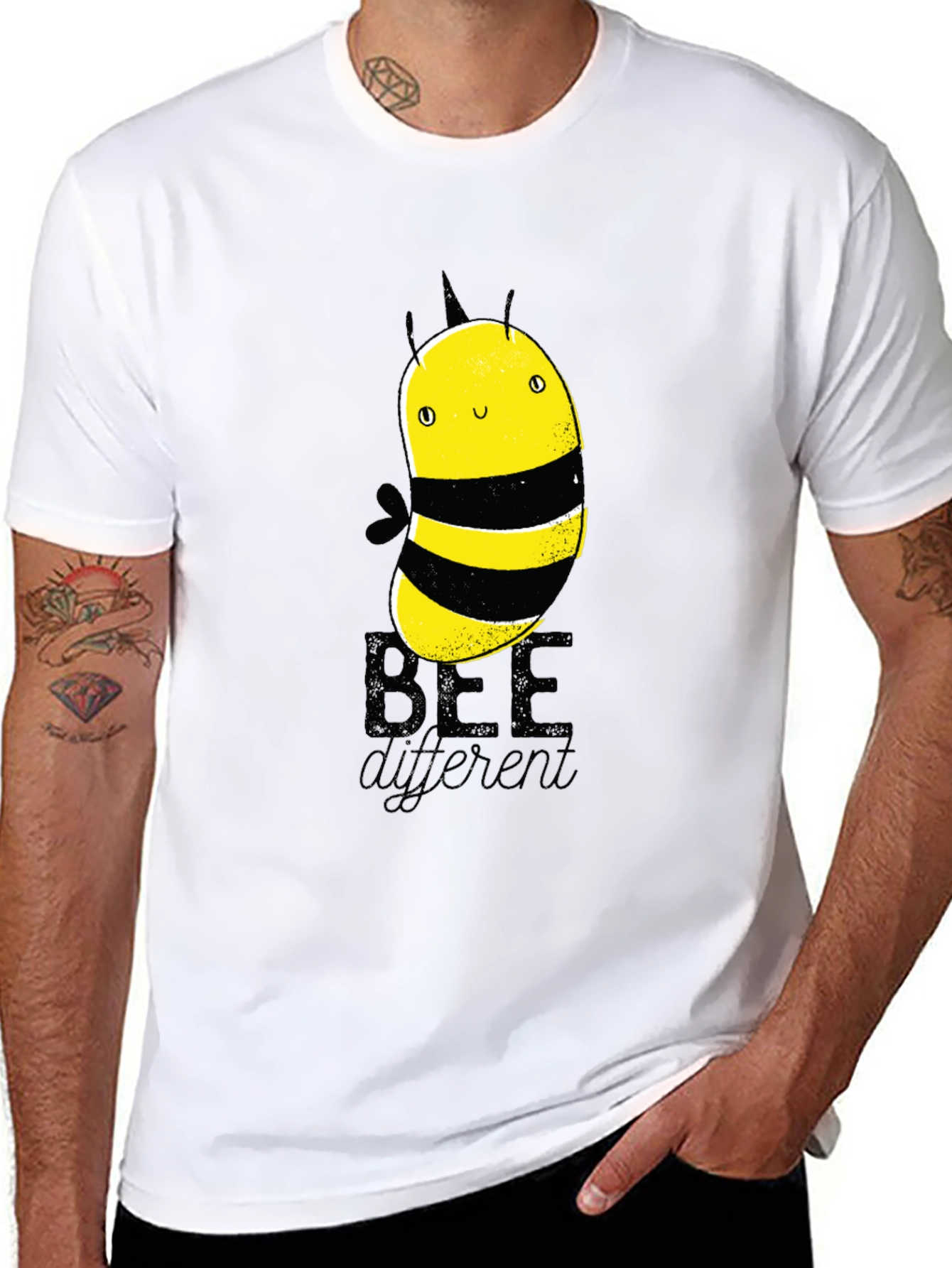 Bee Different Graphic Tee - Black Cotton T-Shirt
