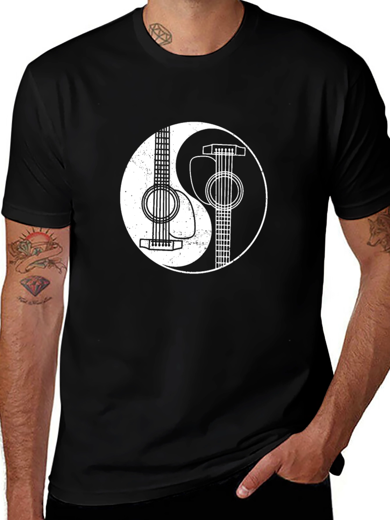Yin Yang Guitar Graphic T-Shirt