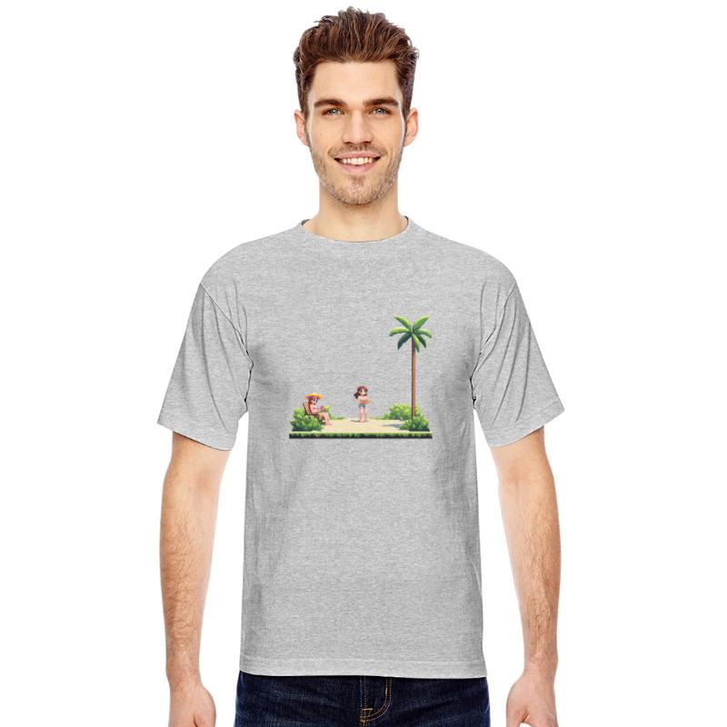 A pixel art of summer vacation