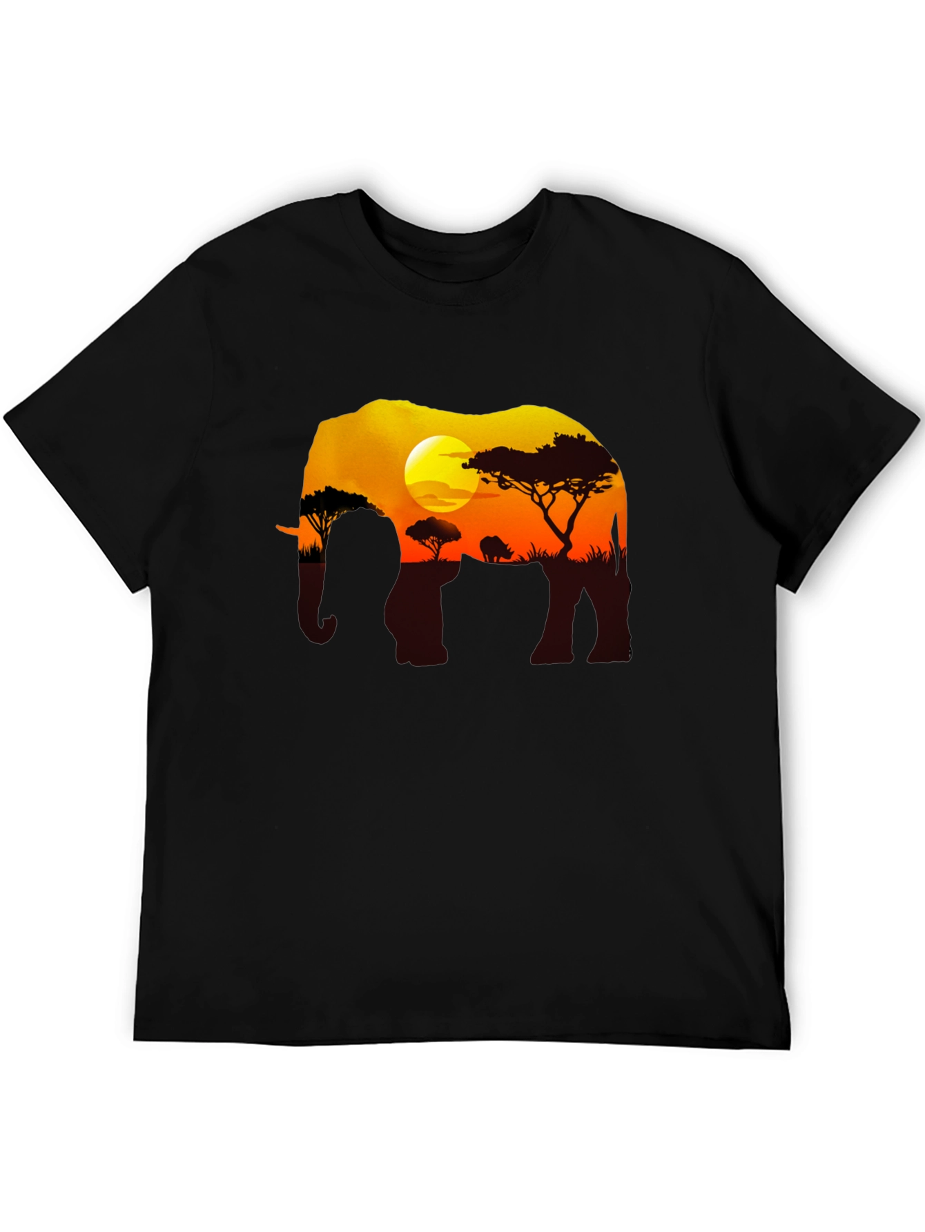 Elephant Sunset Graphic Tee - Black Safari Shirt