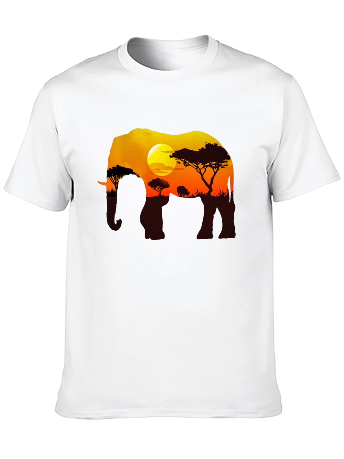 Elephant Sunset Graphic Tee - Black Safari Shirt