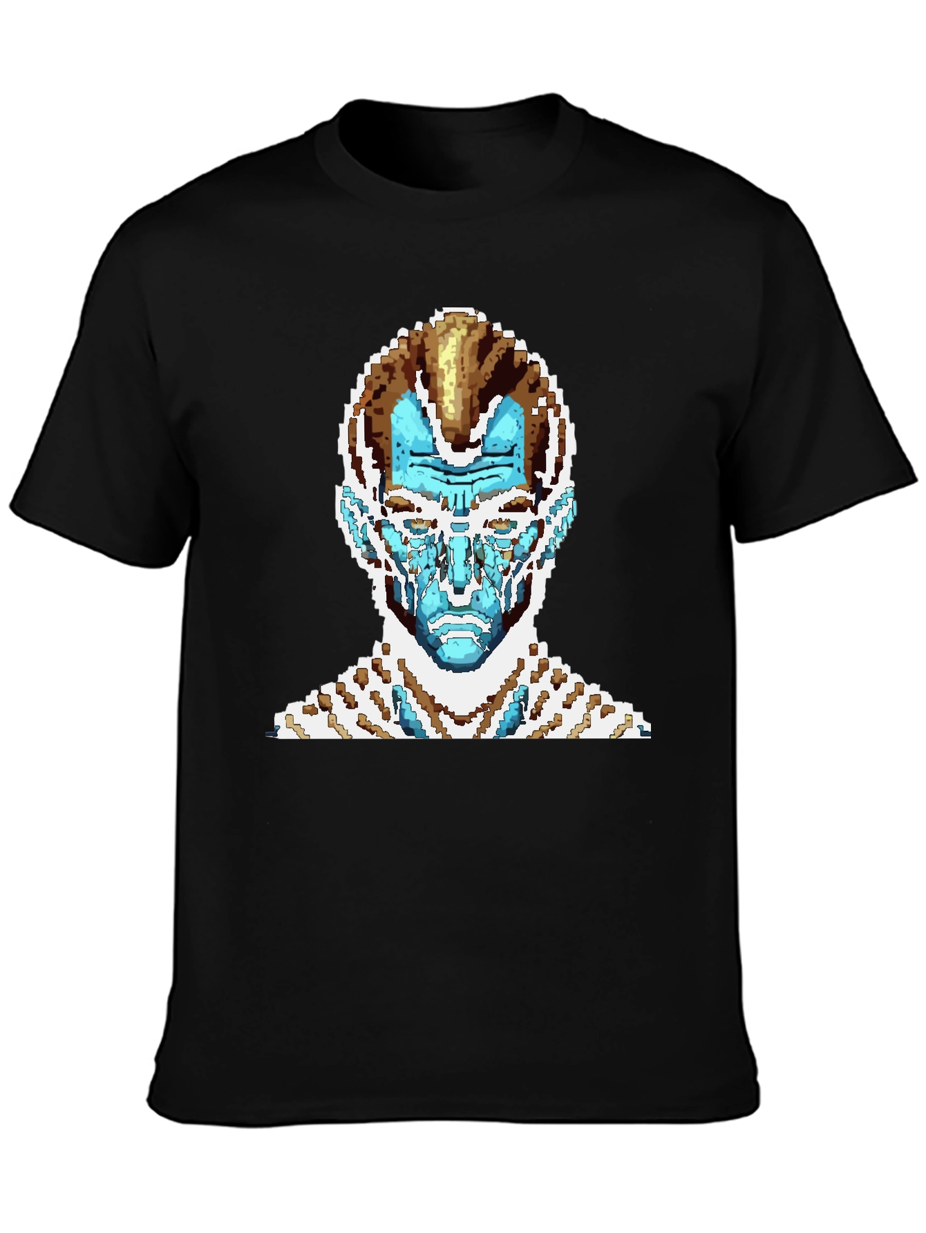 Pixel Art T-Shirt - Blue Alien Face Graphic Tee