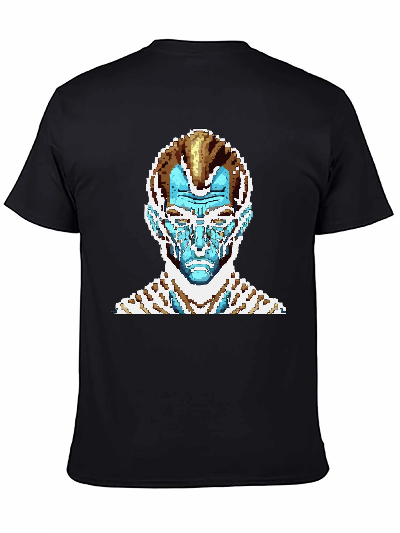 Pixel Art T-Shirt - Blue Alien Face Graphic Tee