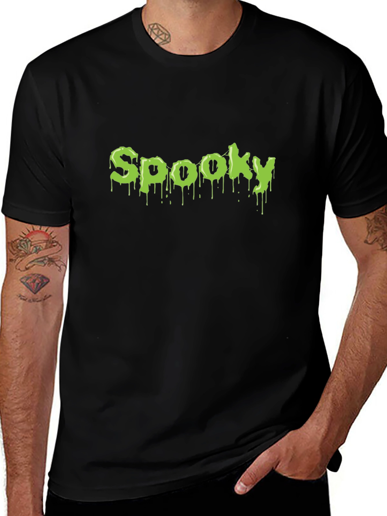 Spooky Green Slime Text Graphic T-Shirt